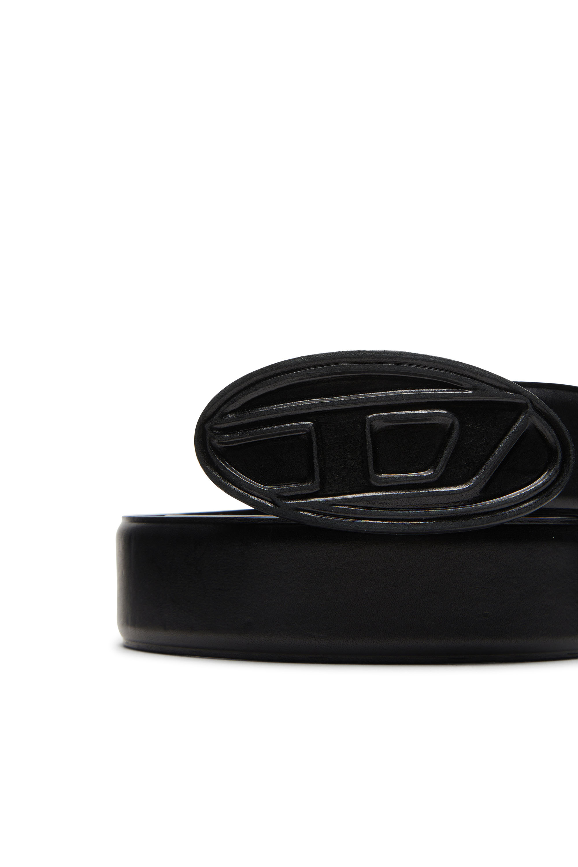 Diesel - B-1DR SCRATCH, Man's Leather belt with leather-covered buckle in Black - 3