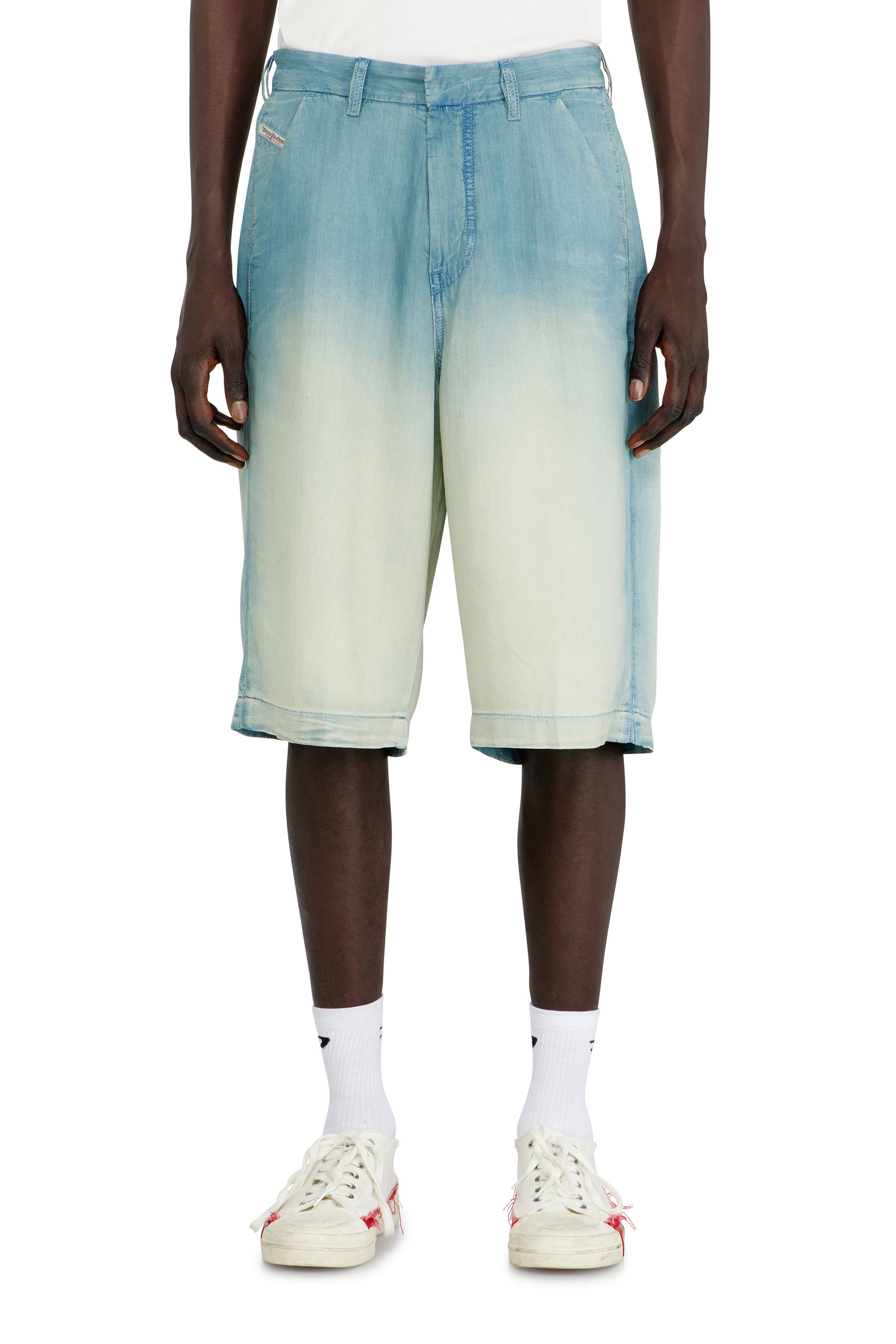 Diesel - D-TYLOR-SHORT-S, Man's Shorts in fluid overdyed denim in Light Blue - 2