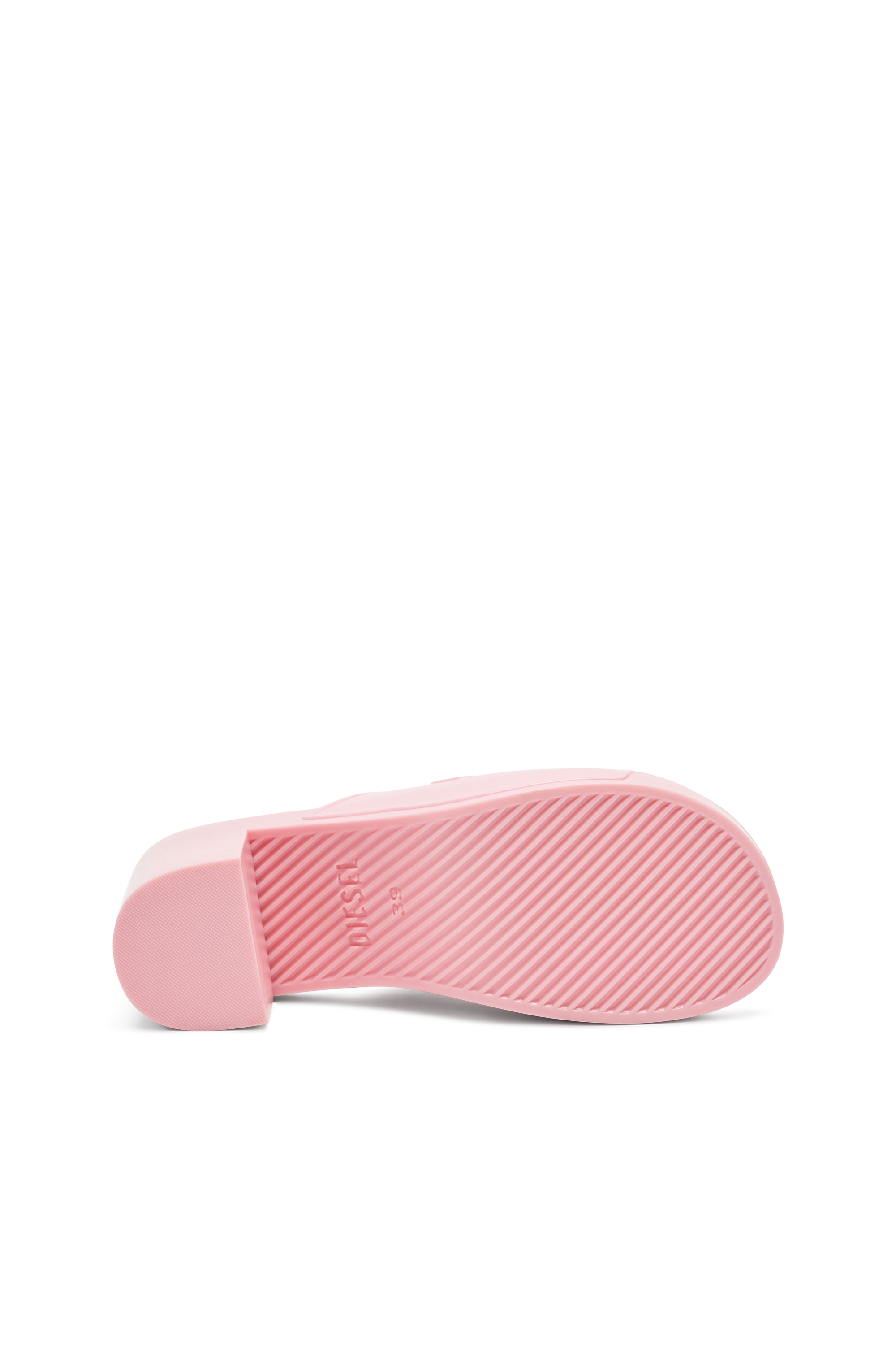 Diesel - SA-BONNIE, Woman's Heeled rubber slides with cut-out logo in Pink - 4