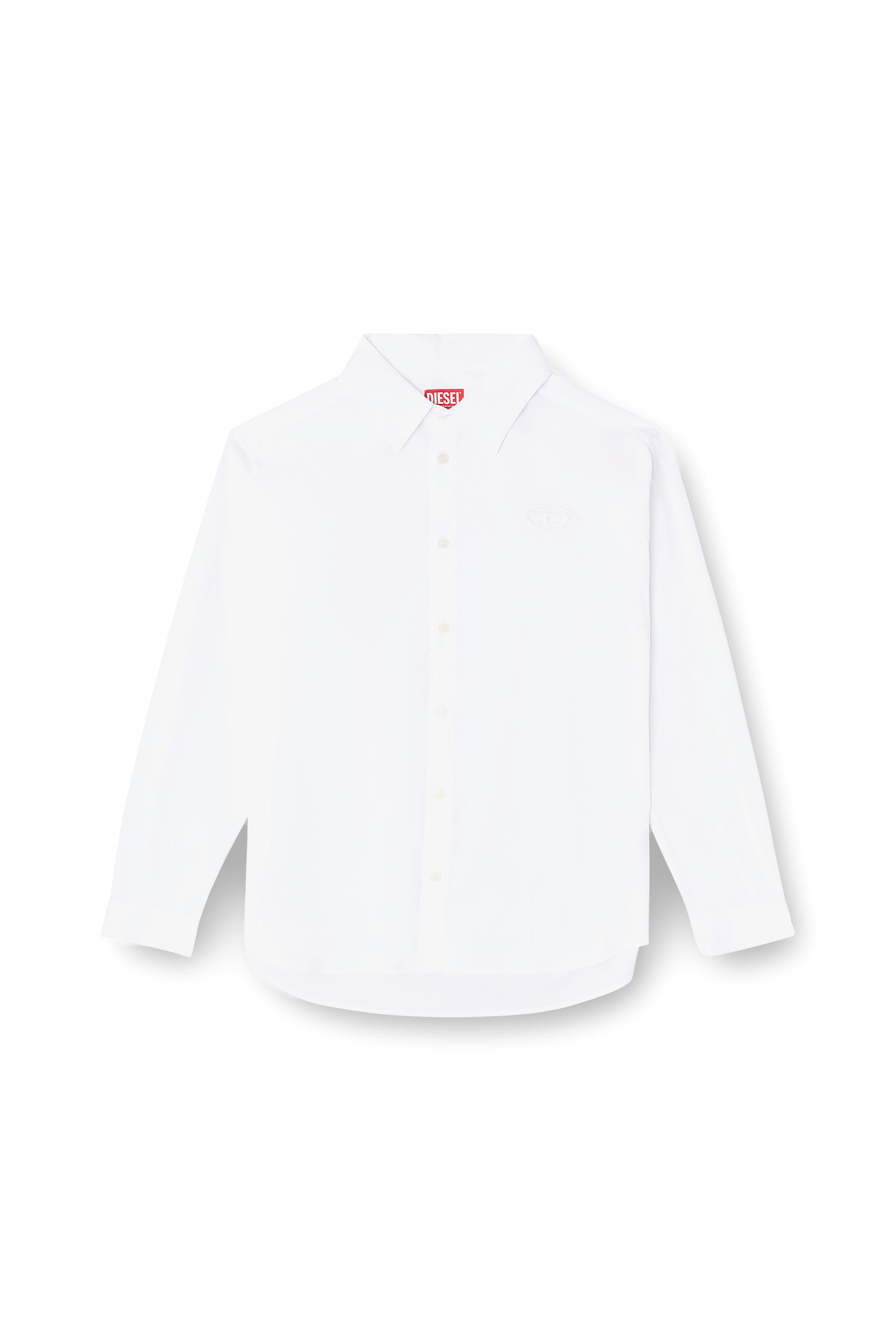 Diesel - S-SIMPLY-GSBH, Man's Stretch poplin shirt with embroidery in White - 2