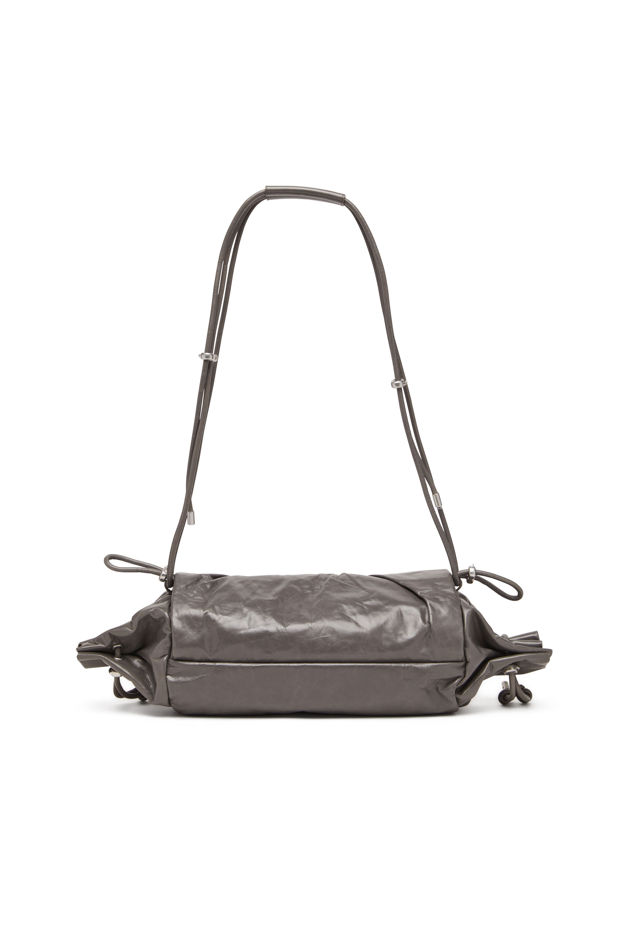 Diesel - SCRUNCH-D SHOULDER M, Woman's Scrunch-D M-Shoulder bag in shiny leather in Grey - 2