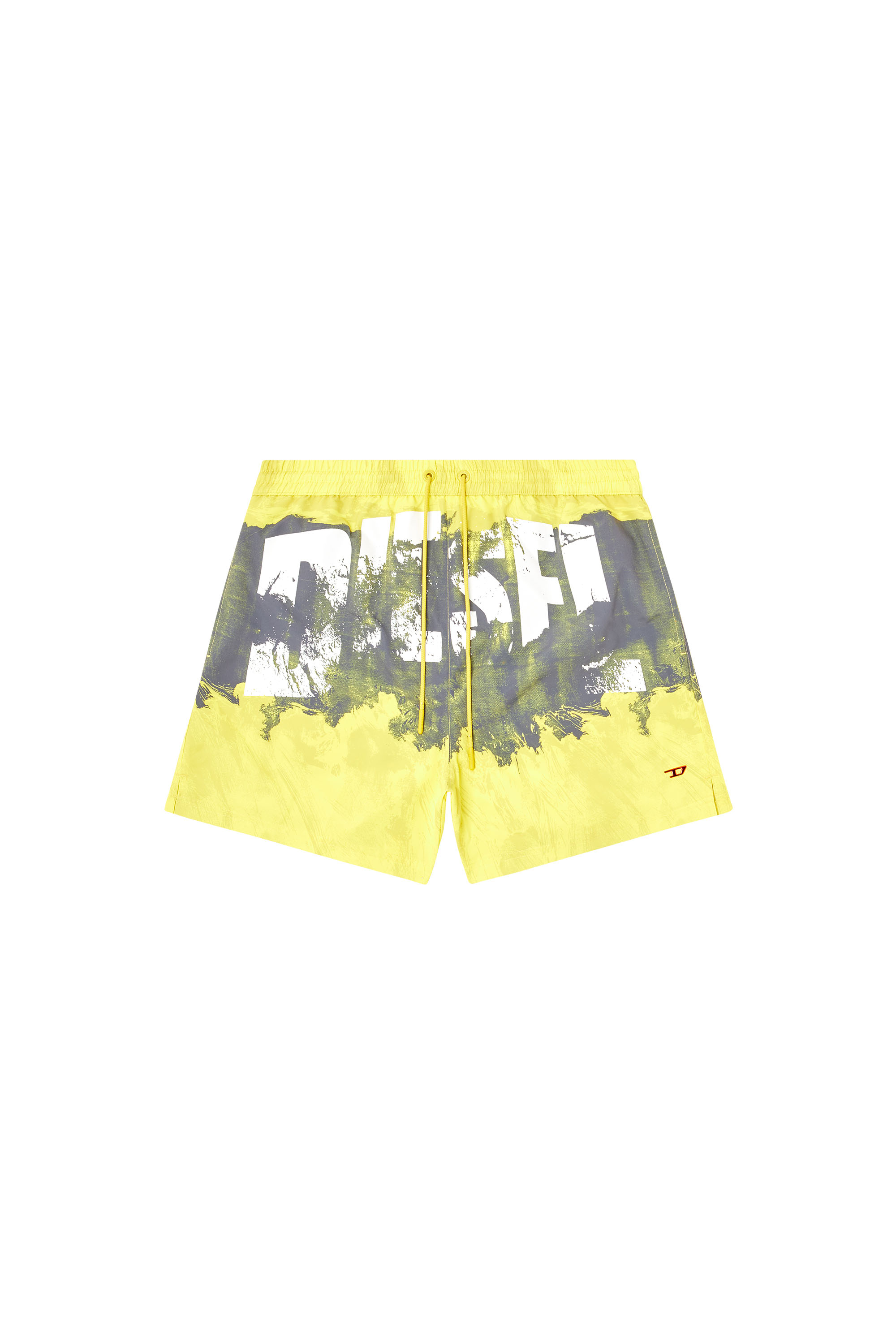 Diesel - KEN-37-D-POP, Man's Mid-length swim shorts with graphic print in Yellow - 4