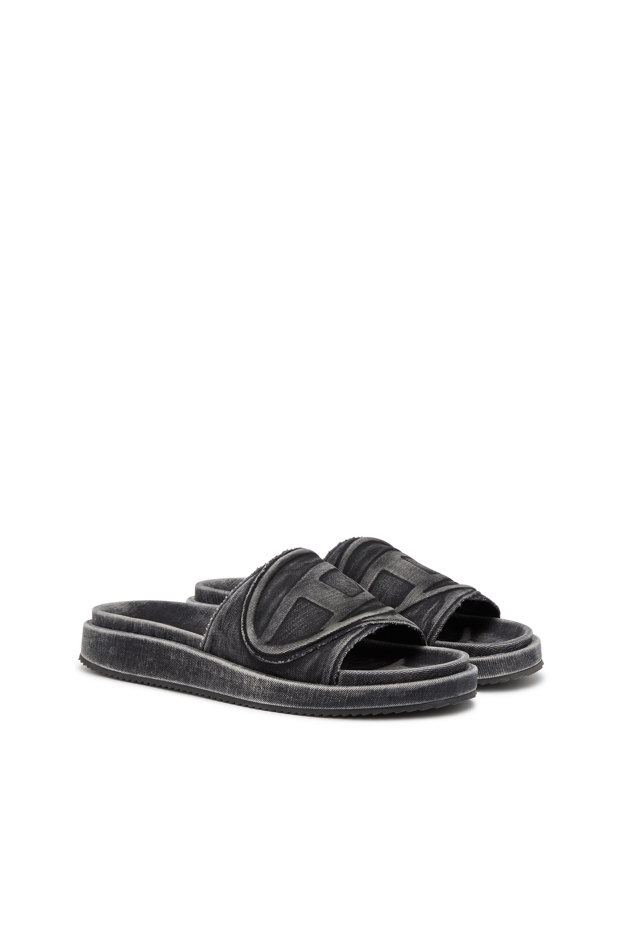 Diesel - SA-SLIDE D OVAL, Unisex's Sa-Slide D-Denim slides with embossed strap in Blue - 3
