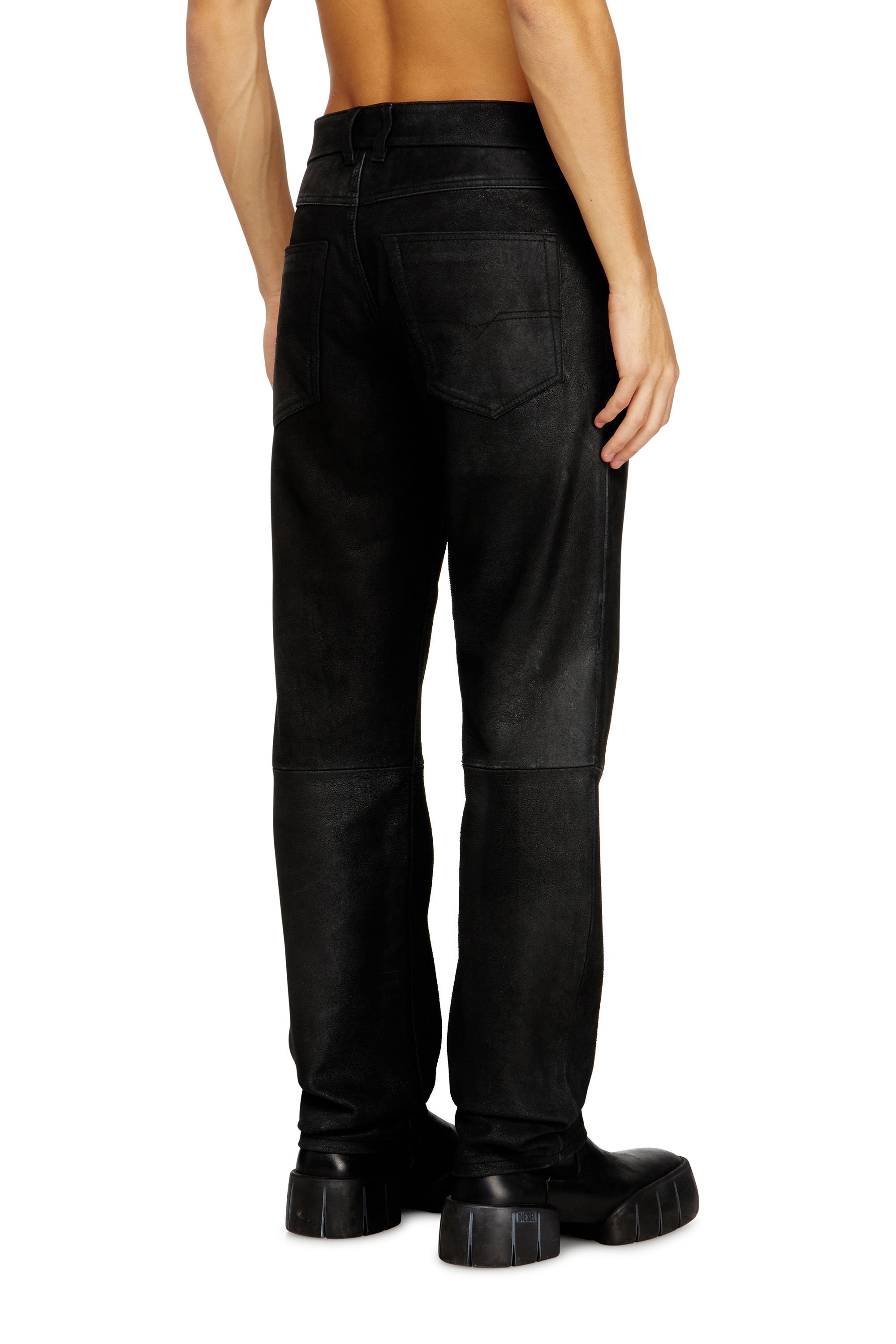 Diesel - P-VYLL-DMBI, Man's Jean-cut leather pants in Black - 4