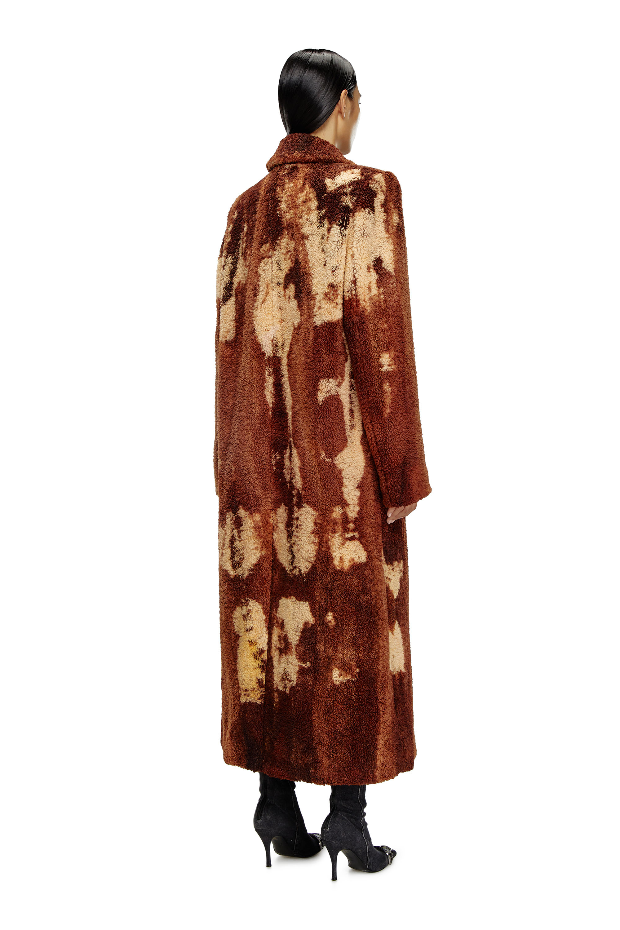 Diesel - W-ILLOW, Woman's Long coat in treated teddy fleece in Brown - 5