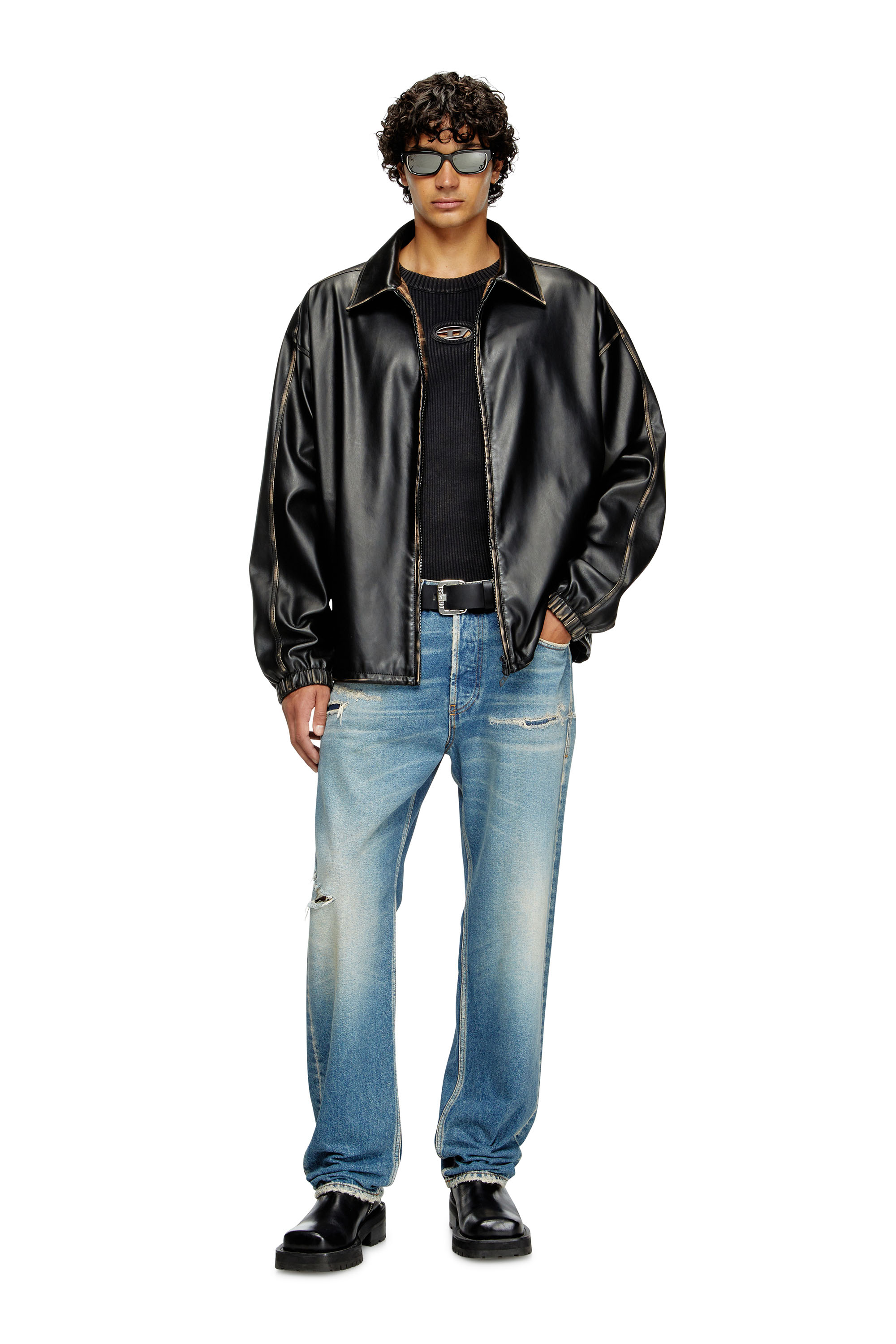 Diesel - K-DARIN-D, Man's Distressed jumper with cut-out logo in Black - 2