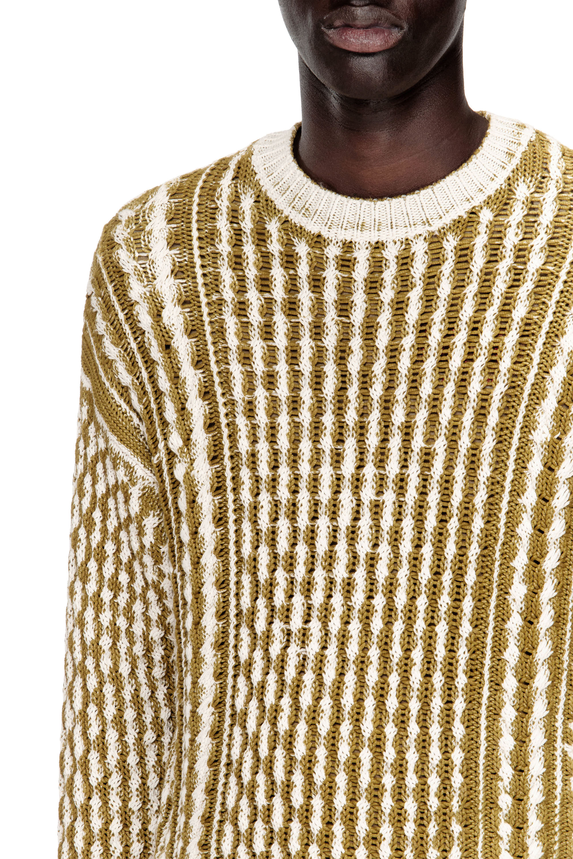 Diesel - K-MOISE, Man's Reverse-print cable-knit jumper in null - 5