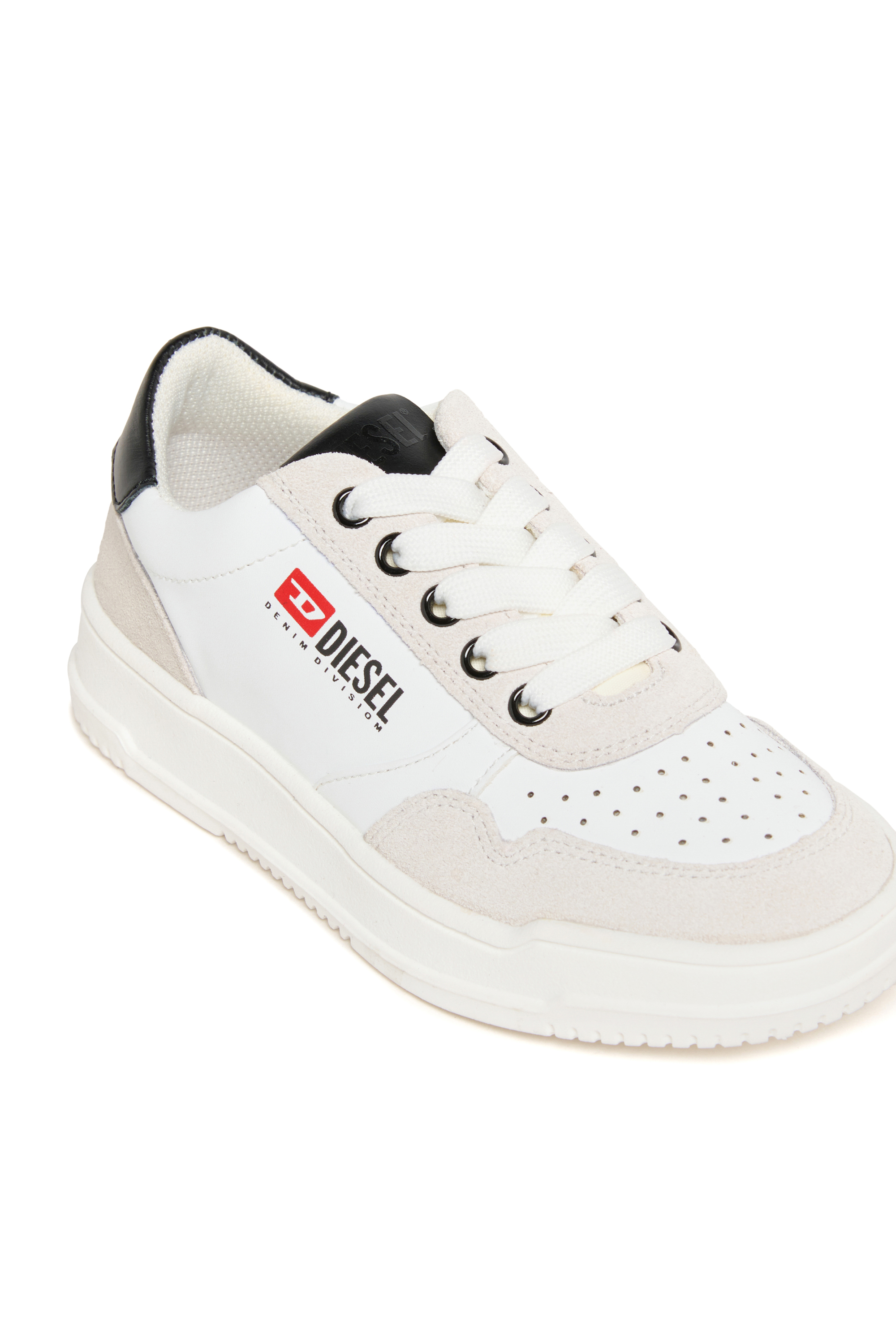Diesel - S-CASCOUN, Unisex's S-CASCOUN-Sneakers in leather with side logo in White/Black - 4