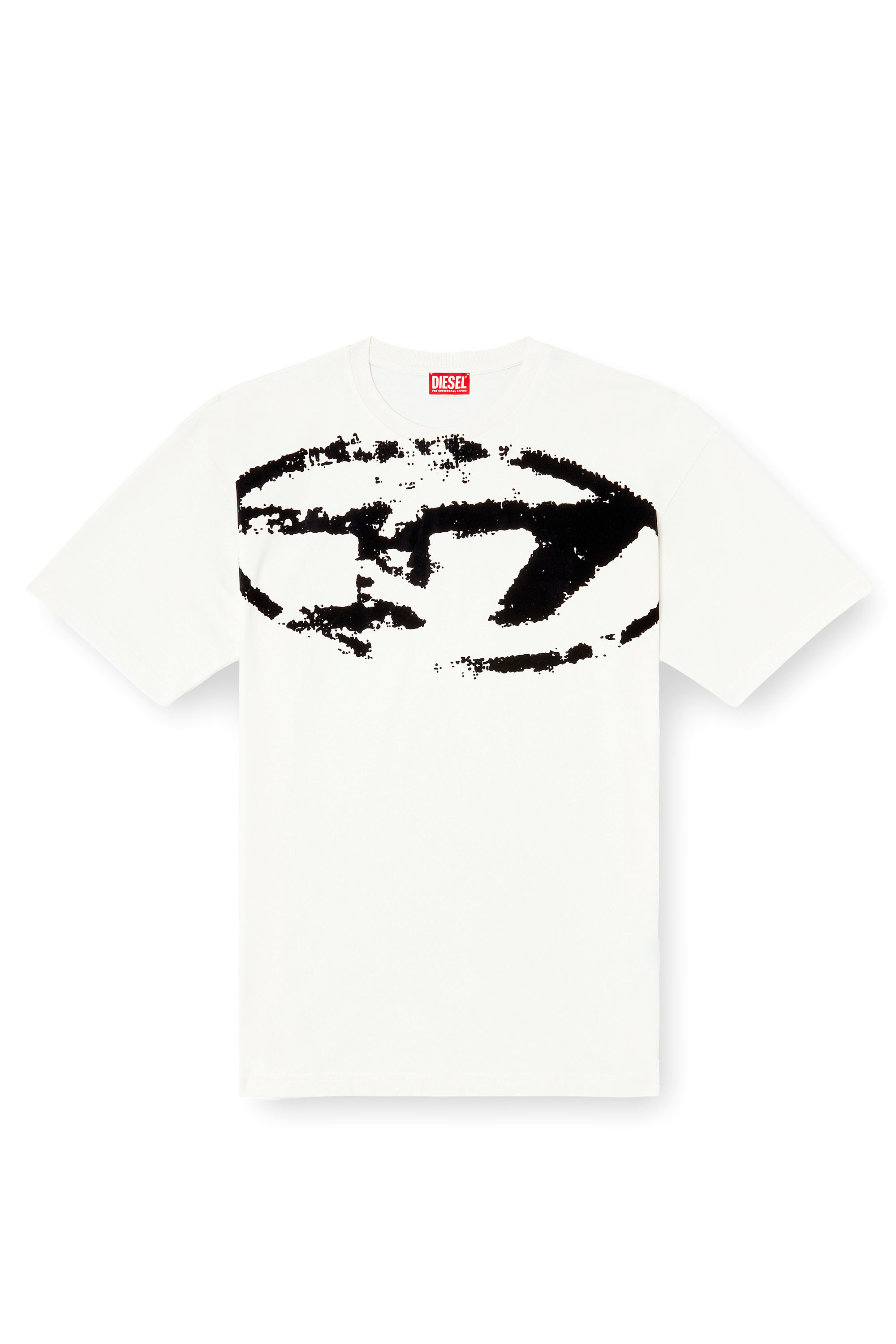Diesel - T-BOXT-N14, Man's T-shirt with distressed flocked logo in White - 3