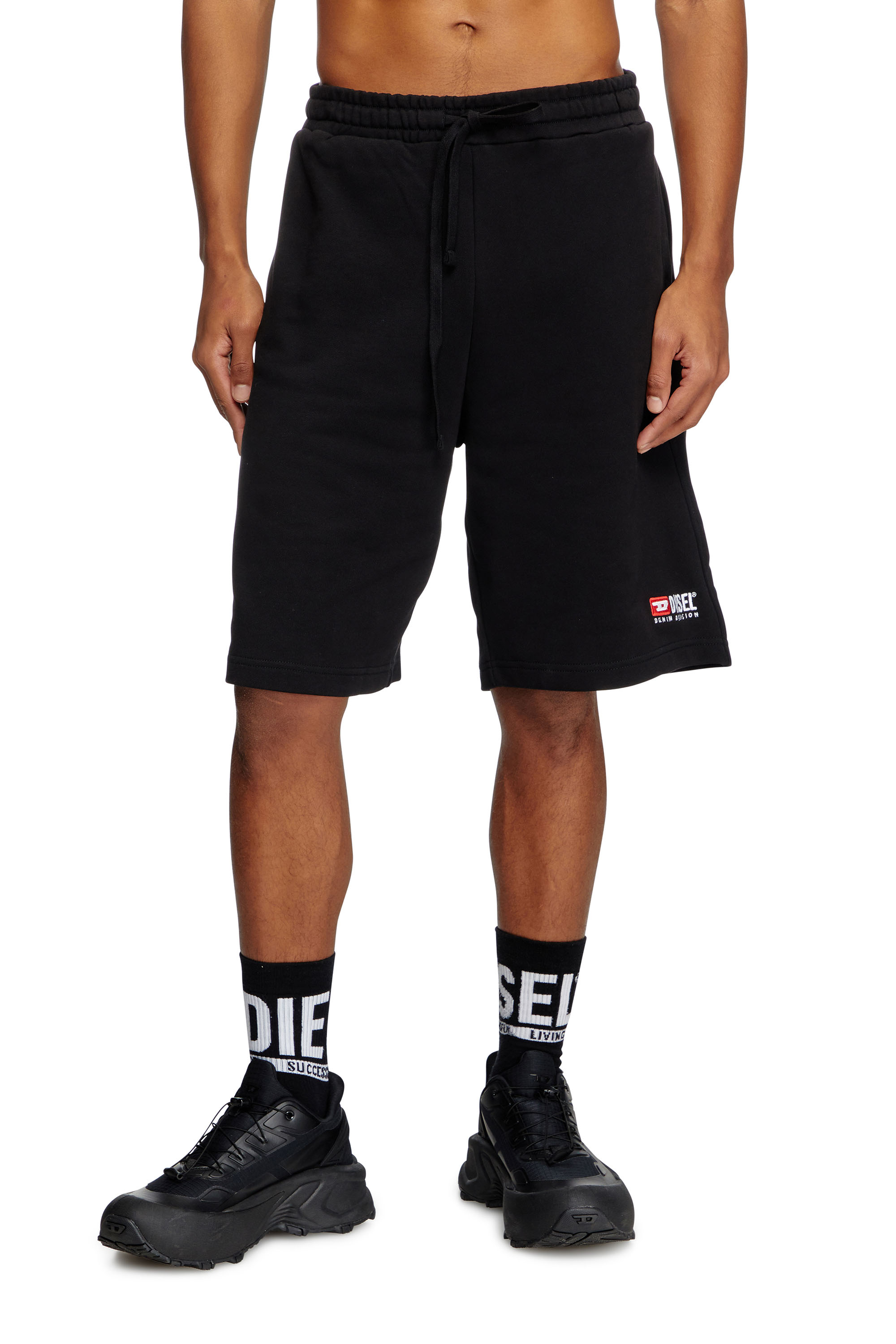 Diesel - P-CROWN-DIV, Man's Sweat shorts with embroidered logo in Black - 2