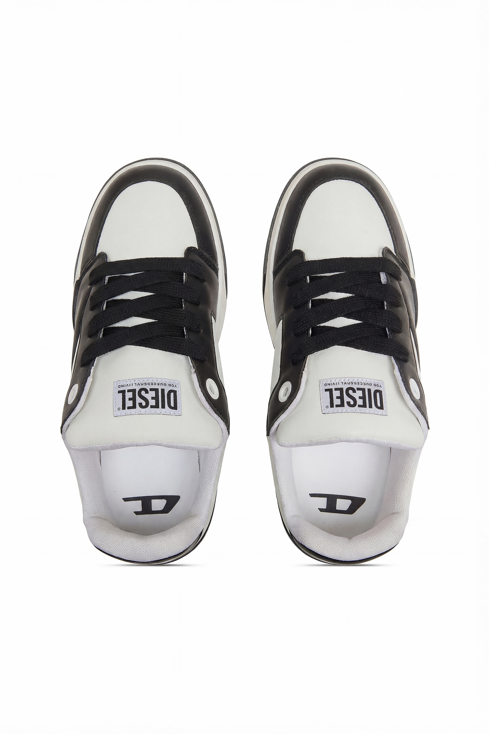 Diesel - S-D-OLLIE LOW, Man's D-Ollie-Sneakers in colour-block leather in White/Black - 4