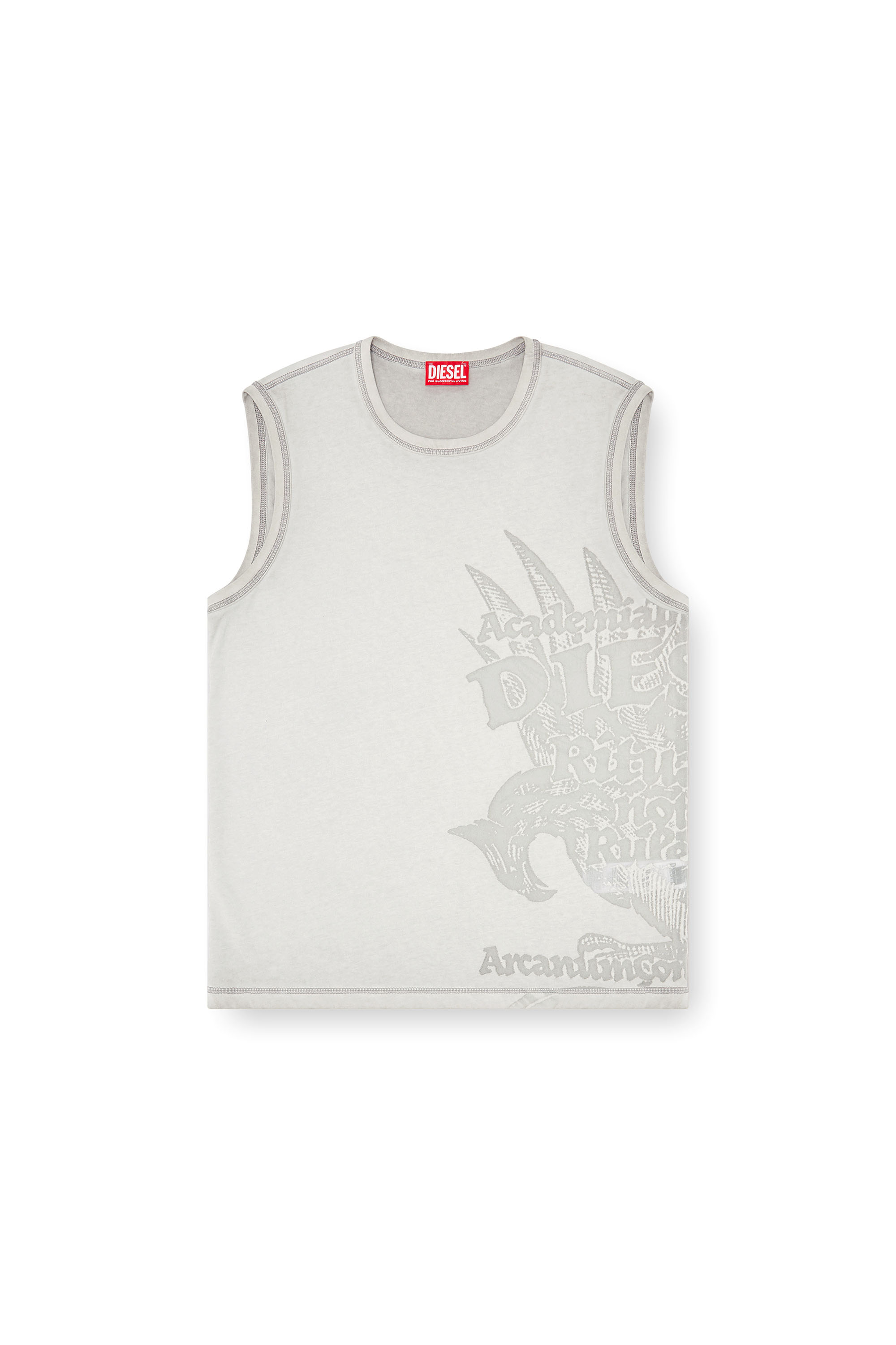 Diesel - T-RAWBISCO, Man's Sleeveless jersey top with embossed graphics in Light Grey - 2