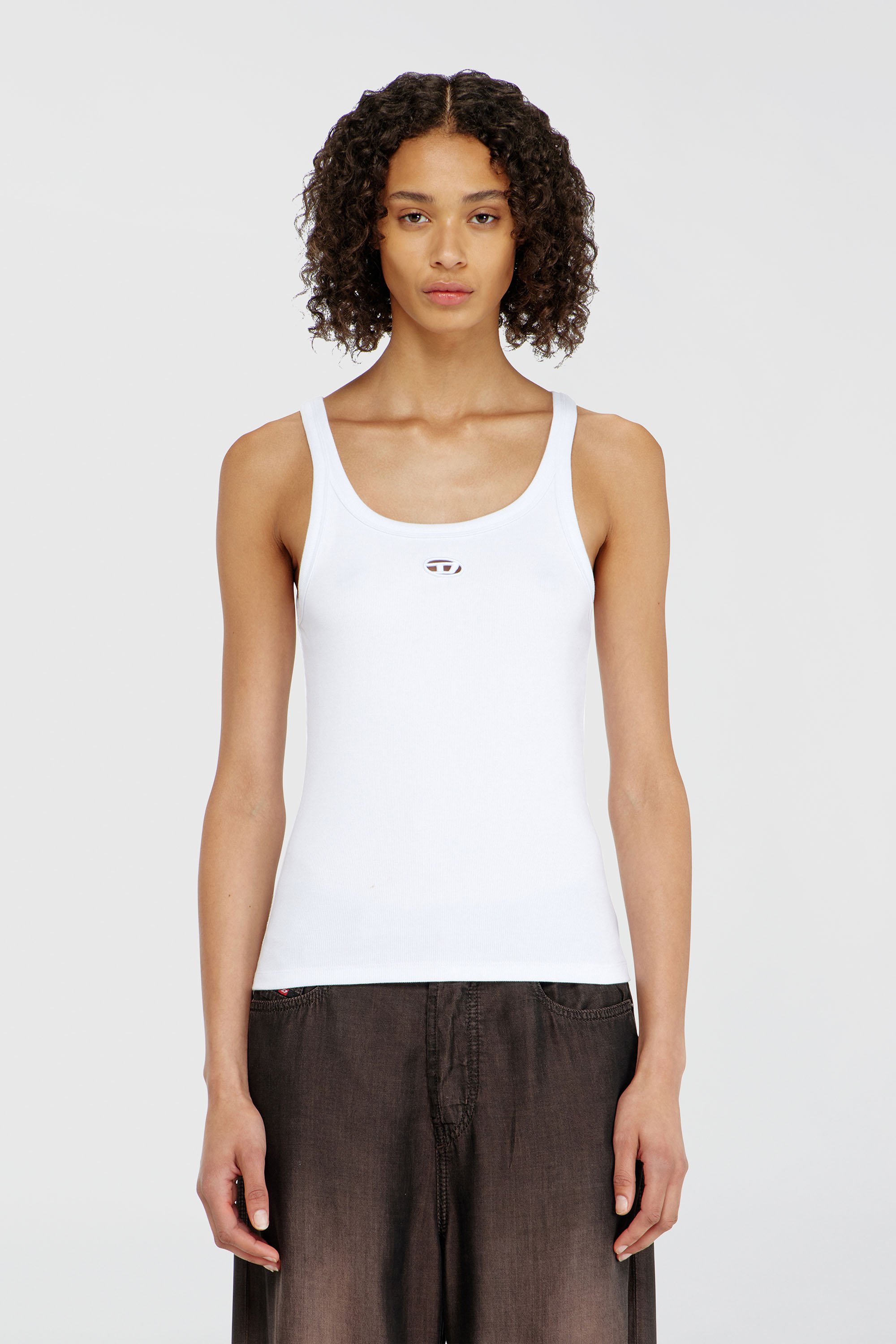 Diesel - T-WIFE-OD, Woman's Slim tank top with laser-cut Oval D in White - 3