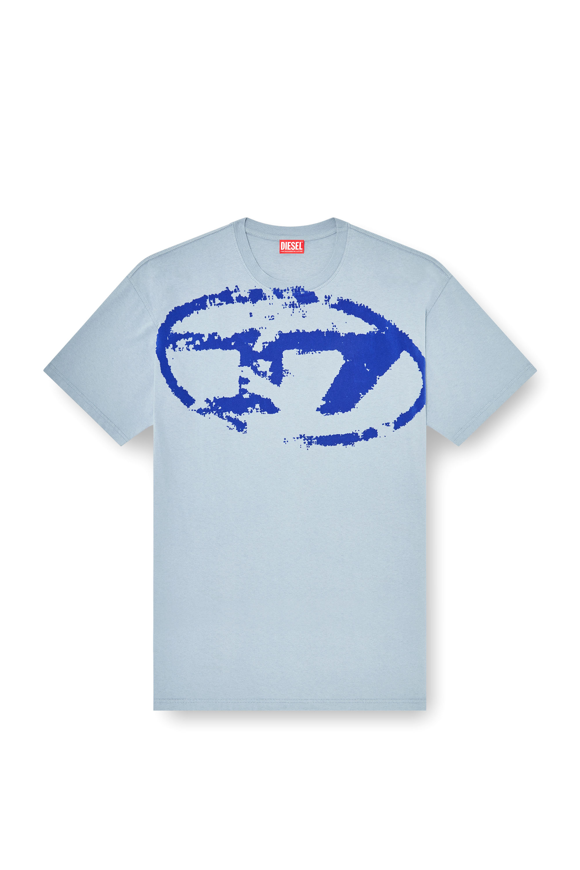 Diesel - T-BOXT-N14, Man's T-shirt with distressed flocked logo in Light Blue - 2