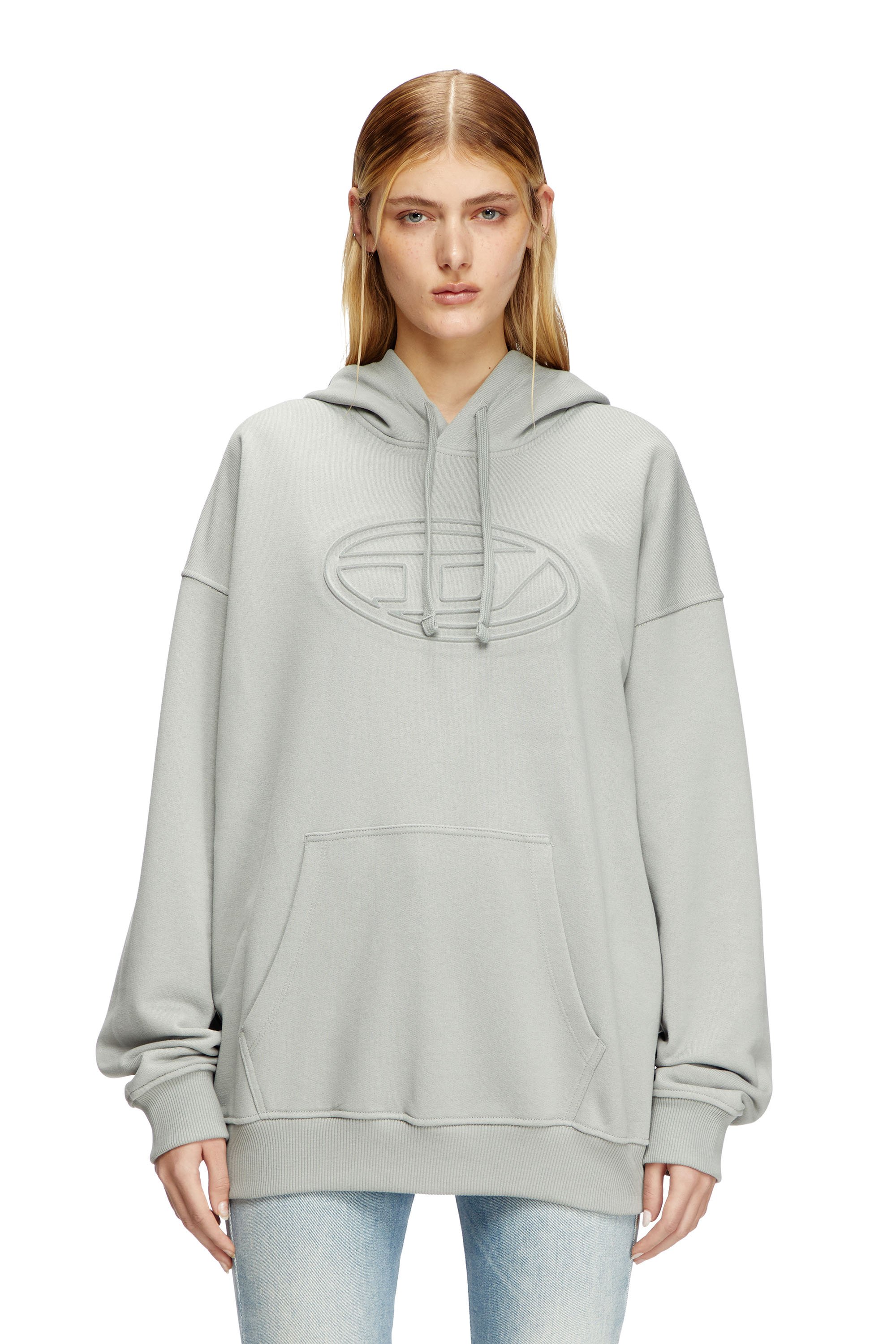 Diesel - S-UMMER-BIGOVAL, Man's Hoodie with embossed Oval D in Light Grey - 1