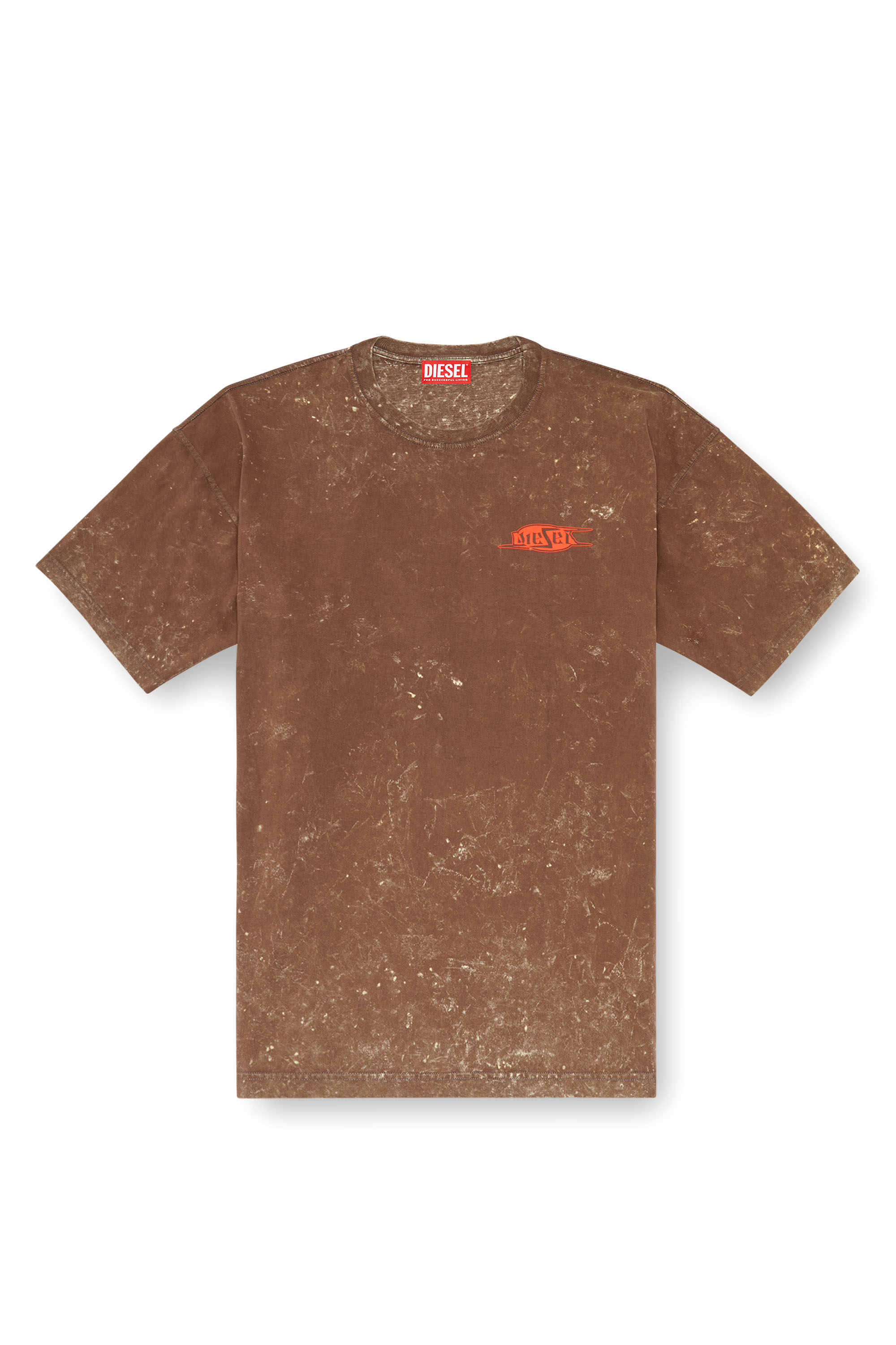 Diesel - T-BOXT-Q8, Man's Marbled T-shirt with puff print logo in Brown - 3