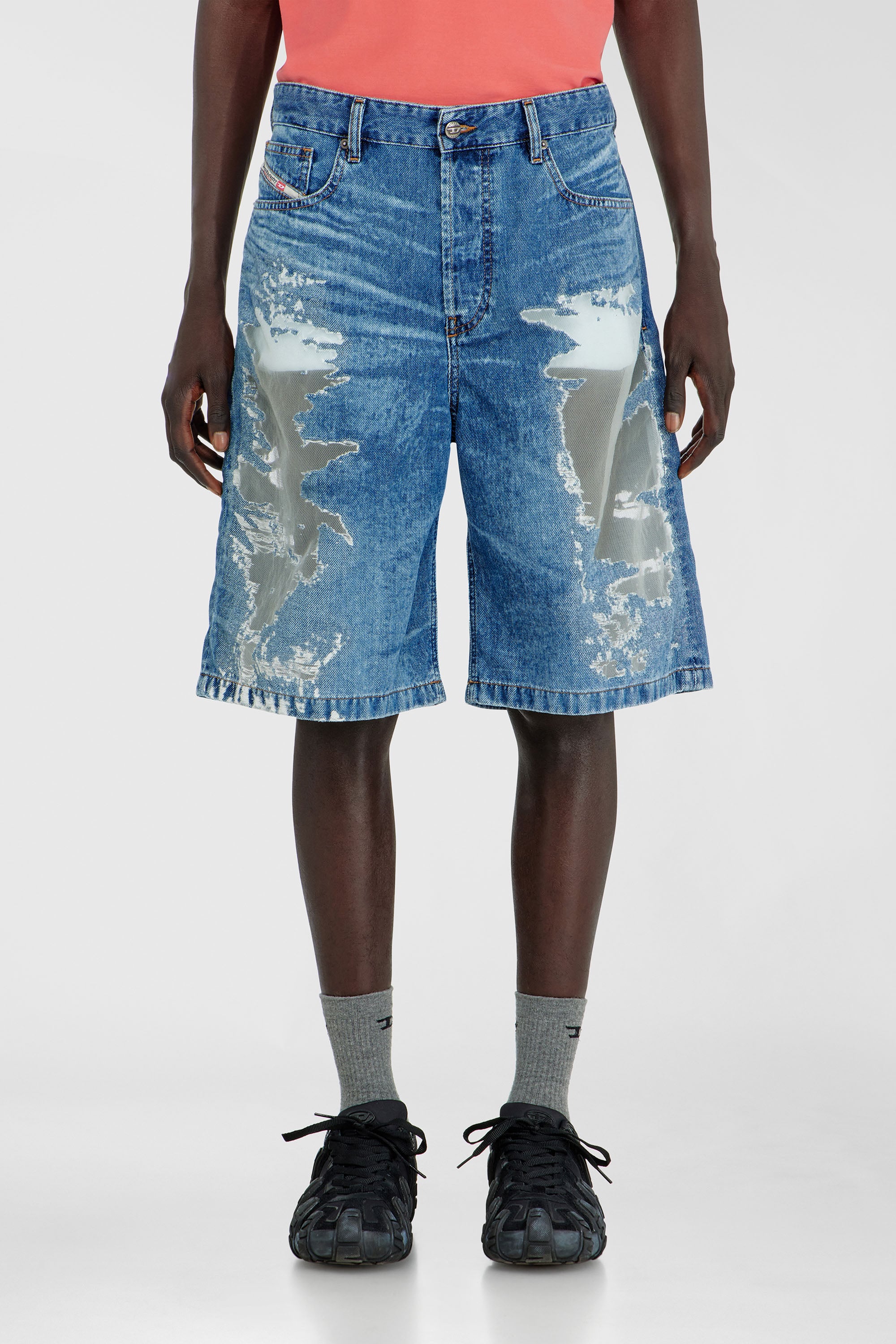 Diesel - PR-DE-SIRE-SHORT, Unisex's Shorts in devor&eacute; denim in Medium blue - 1