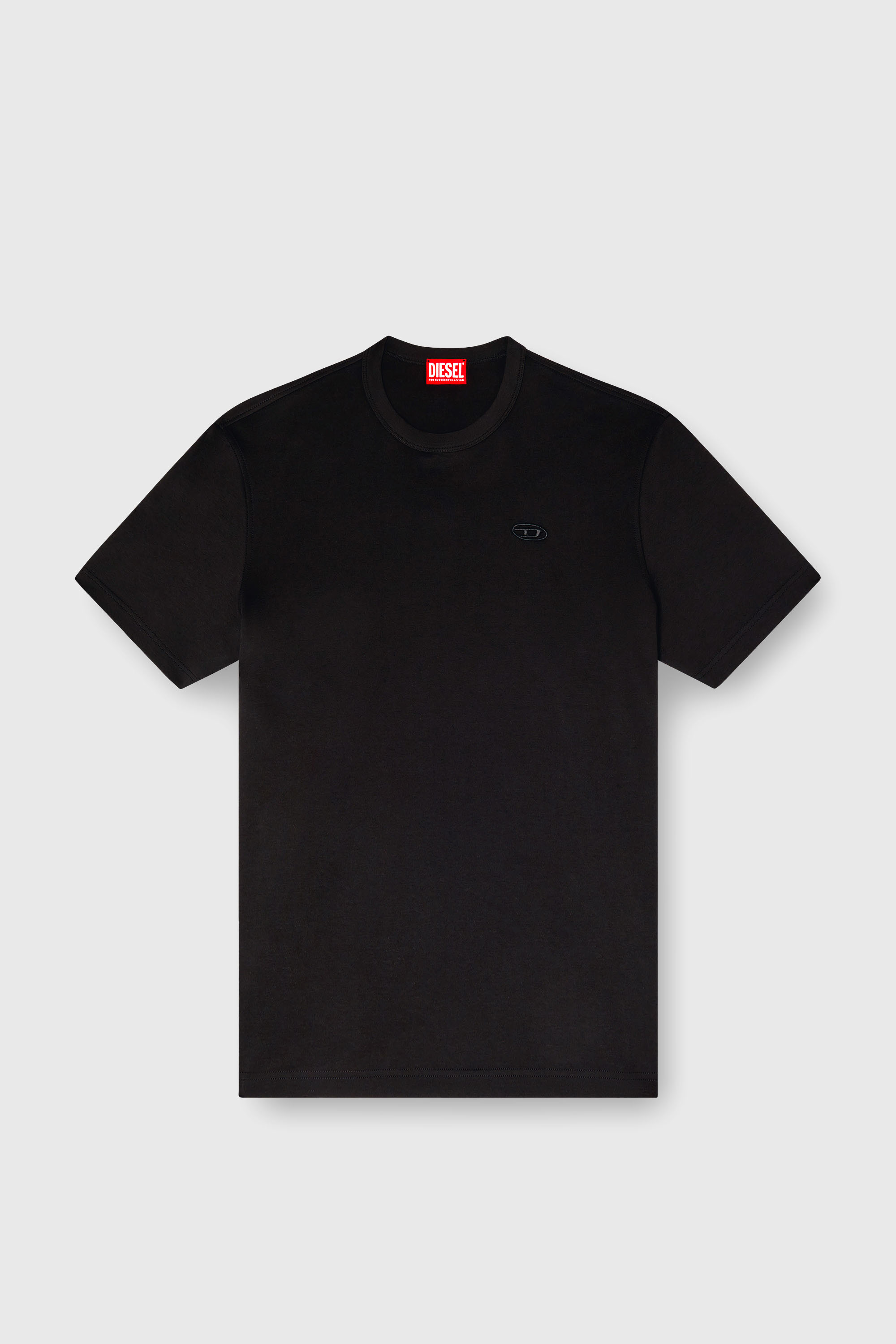Diesel - T-ADJUST-SLITS-R17, Man's T-shirt with tonal logo embroidery in Black - 2