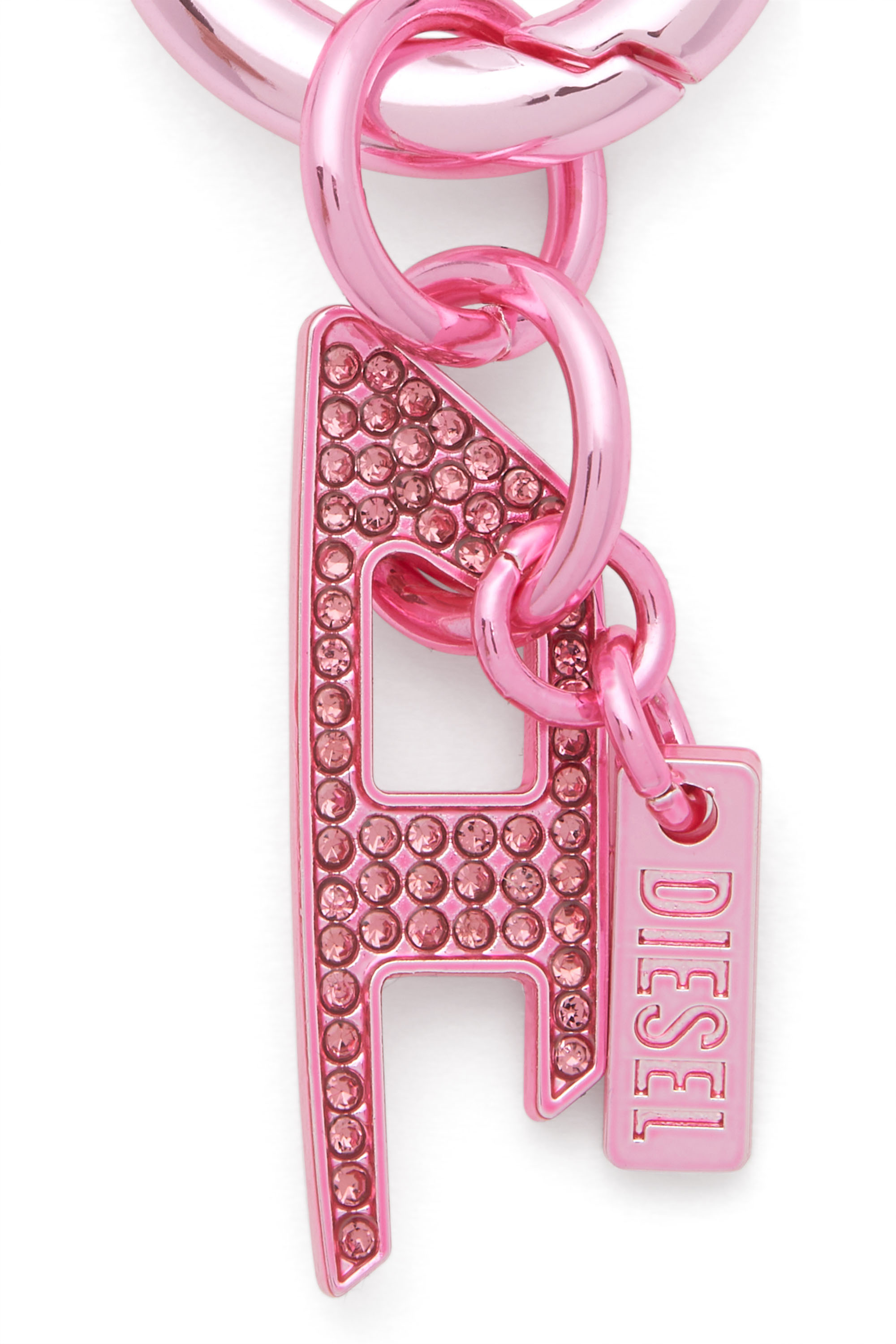 Diesel - CHARM-D, Unisex's Metal keyring with rhinestones D logo charm in Pink - 2