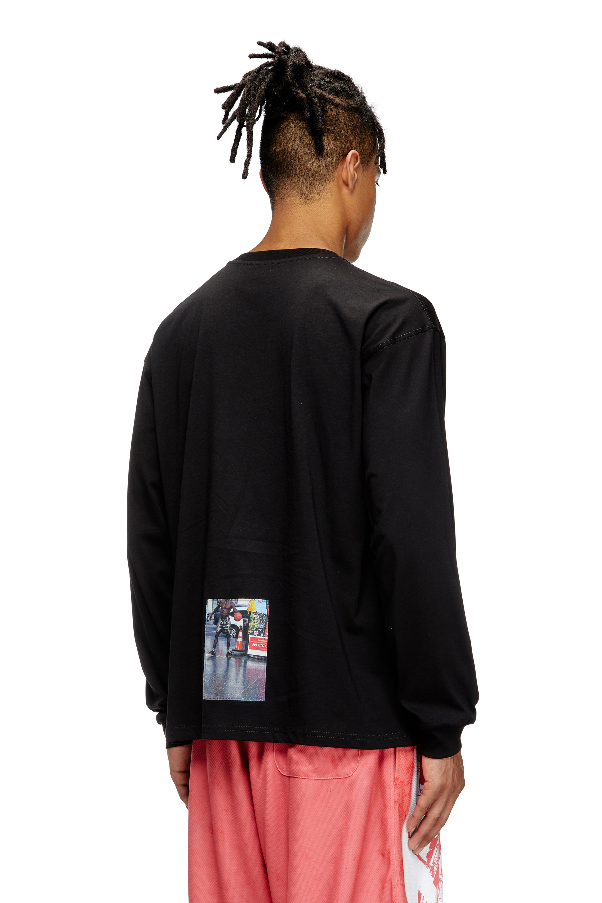 Diesel - T-BOXT-LS-T5, Man's Long-sleeve T-shirt with logo photo patches in Black - 4