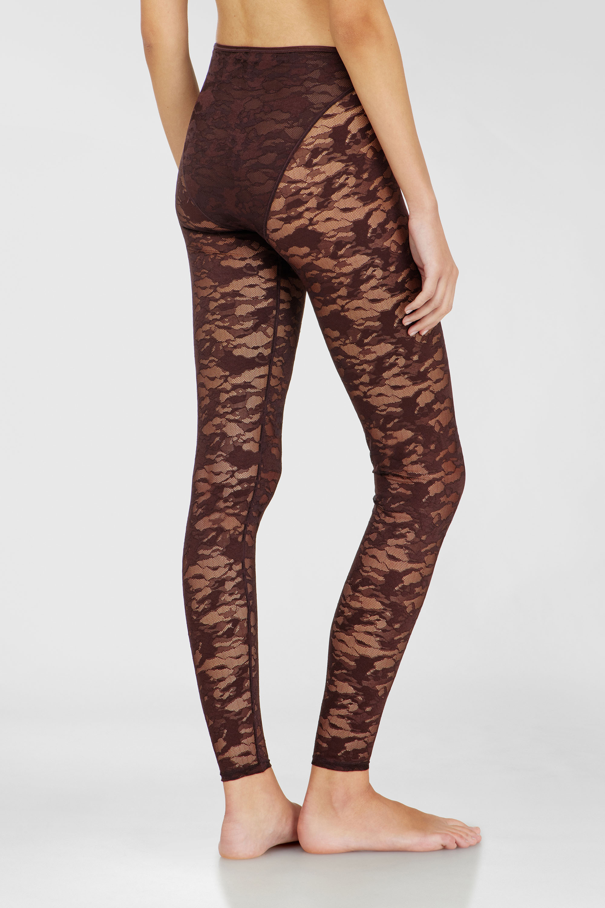 Diesel - HAYLEY-UTLT, Woman's Leggings in nylon camouflage lace in Dark Brown - 4