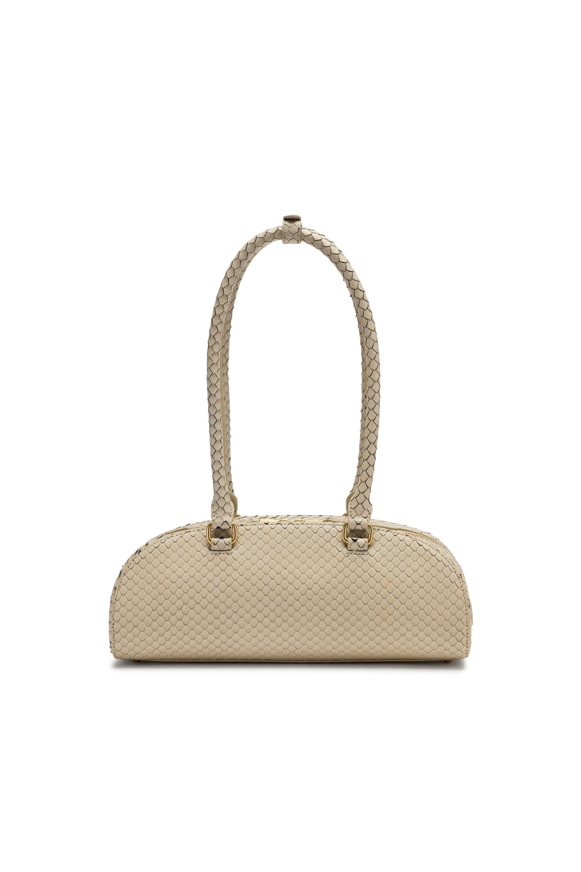 Diesel - 1DR DOME SHOULDER EW, Woman's 1DR Dome-Elongated bowling bag in textured leather in Beige - 3