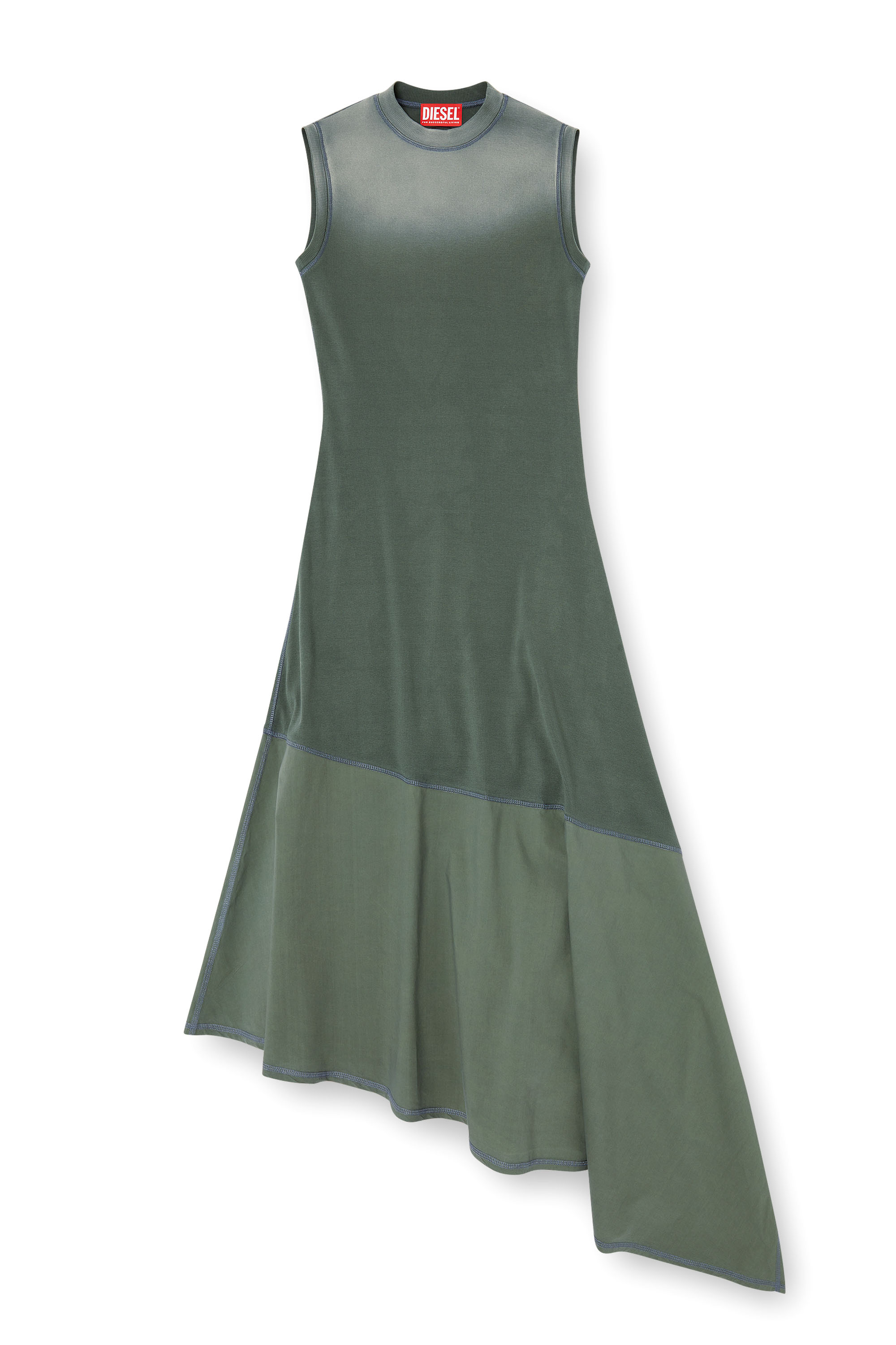 Diesel - D-ELICY, Woman's Asymmetric sleeveless dress in Dark Green - 5