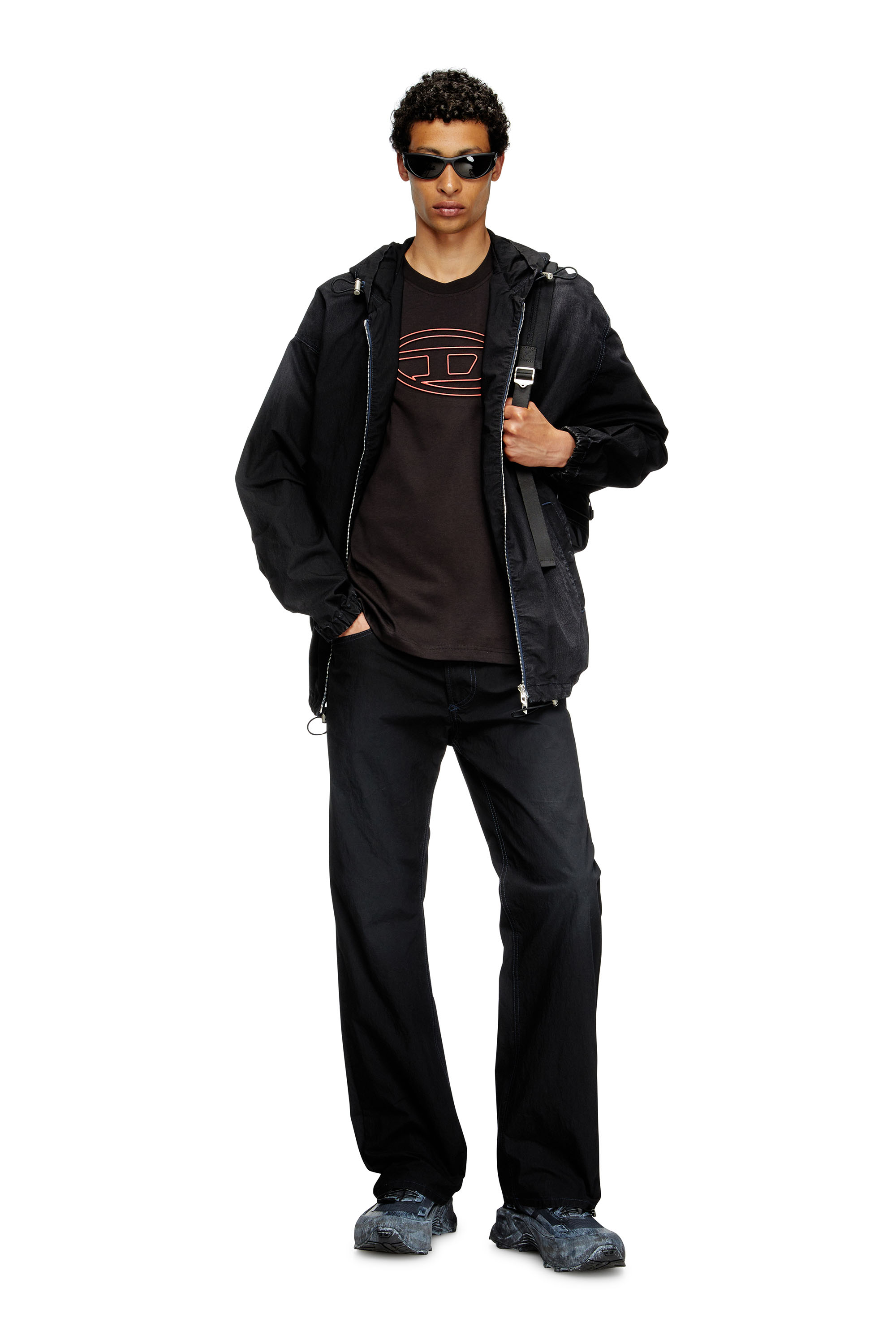 Diesel - T-ADJUST-BIGOVAL, Man's T-shirt with embossed Oval D in Black/Red - 1