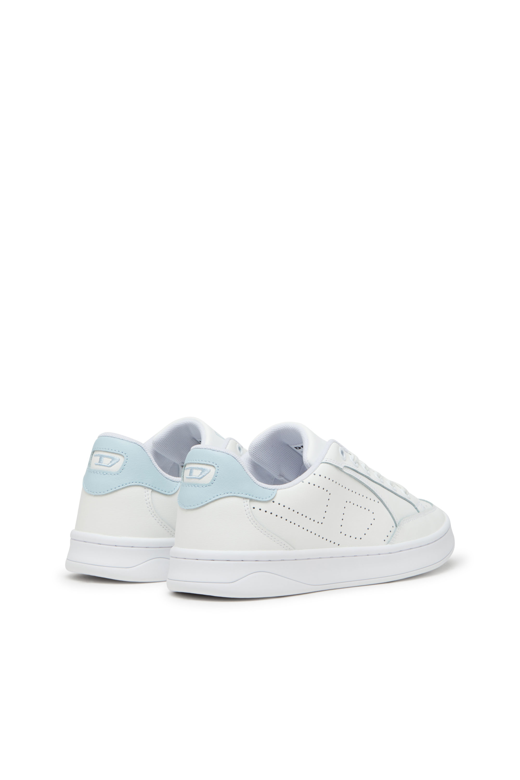 Diesel - S-DAKOTA LOW W, Woman's Leather sneakers with perforated logo in White/Blue - 3