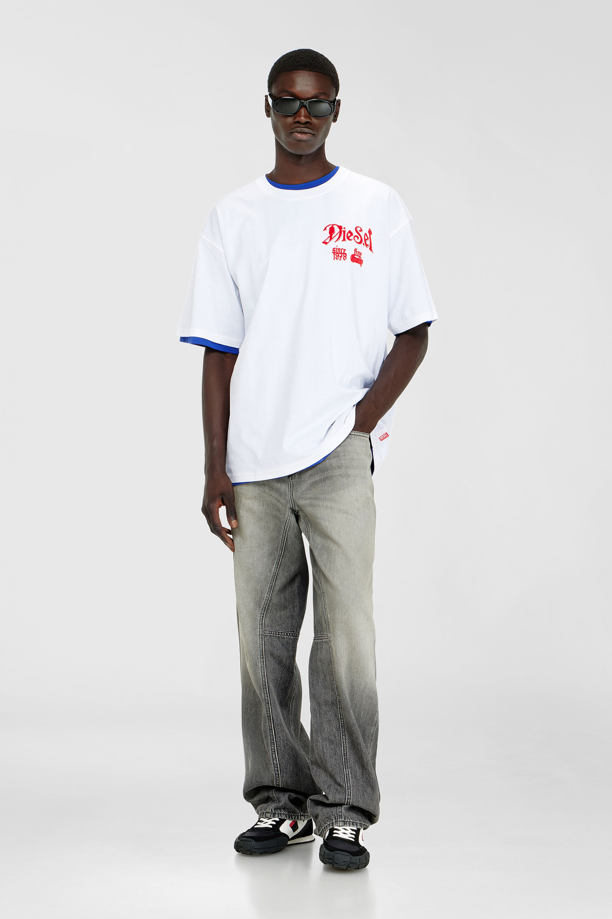 Diesel - T-BOXT-AA2, Man's Cotton T-shirt with flock graphic in White - 2