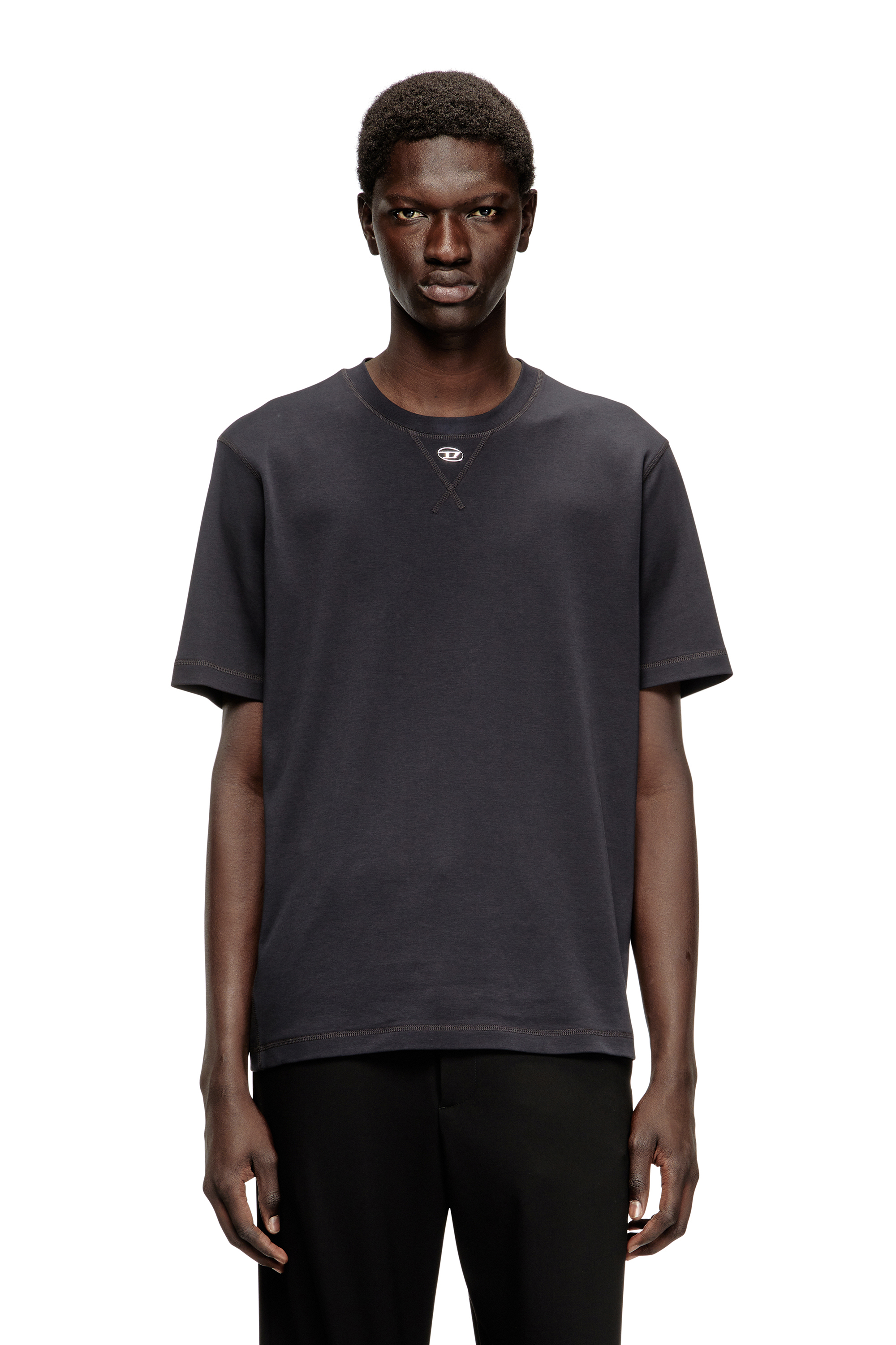 Diesel - T-MADJUST-TR, Man's Regular T-shirt with crew neck and Oval D in Dark grey - 1