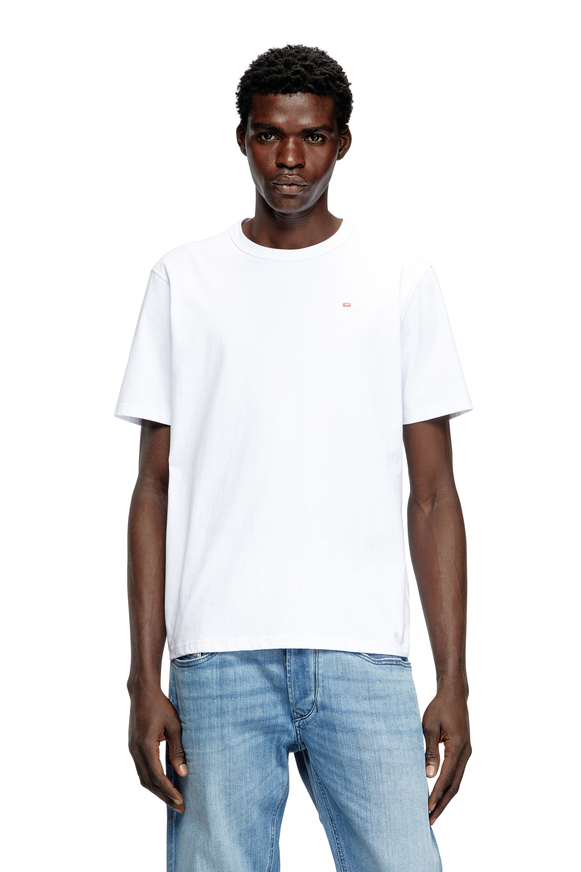 Diesel - T-ADJUST-MICRODIV, Unisex's T-shirt with micro-embroidered logo in White - 2