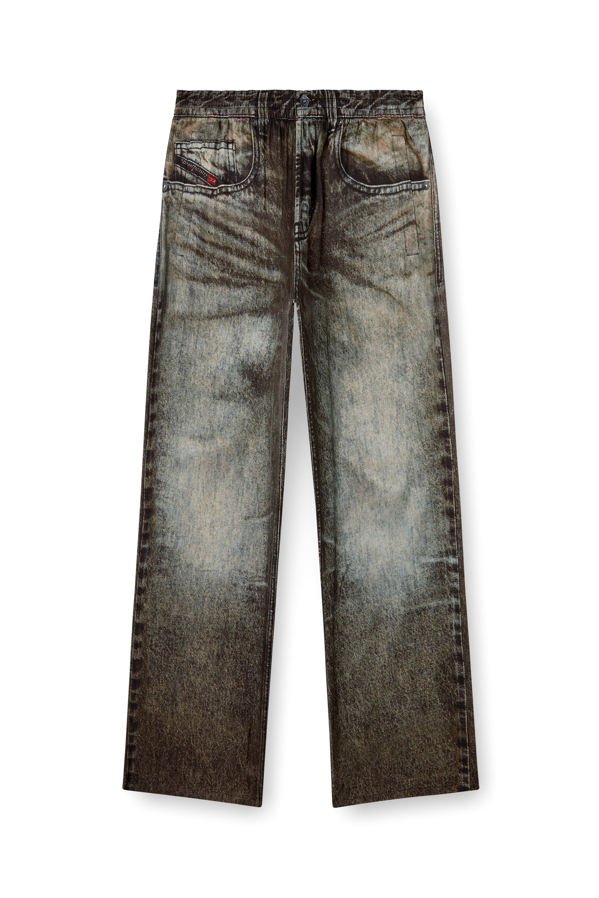 Diesel - P-THECK-LKCT, Man's Elasticated pants in denim-look viscose in Black - 2