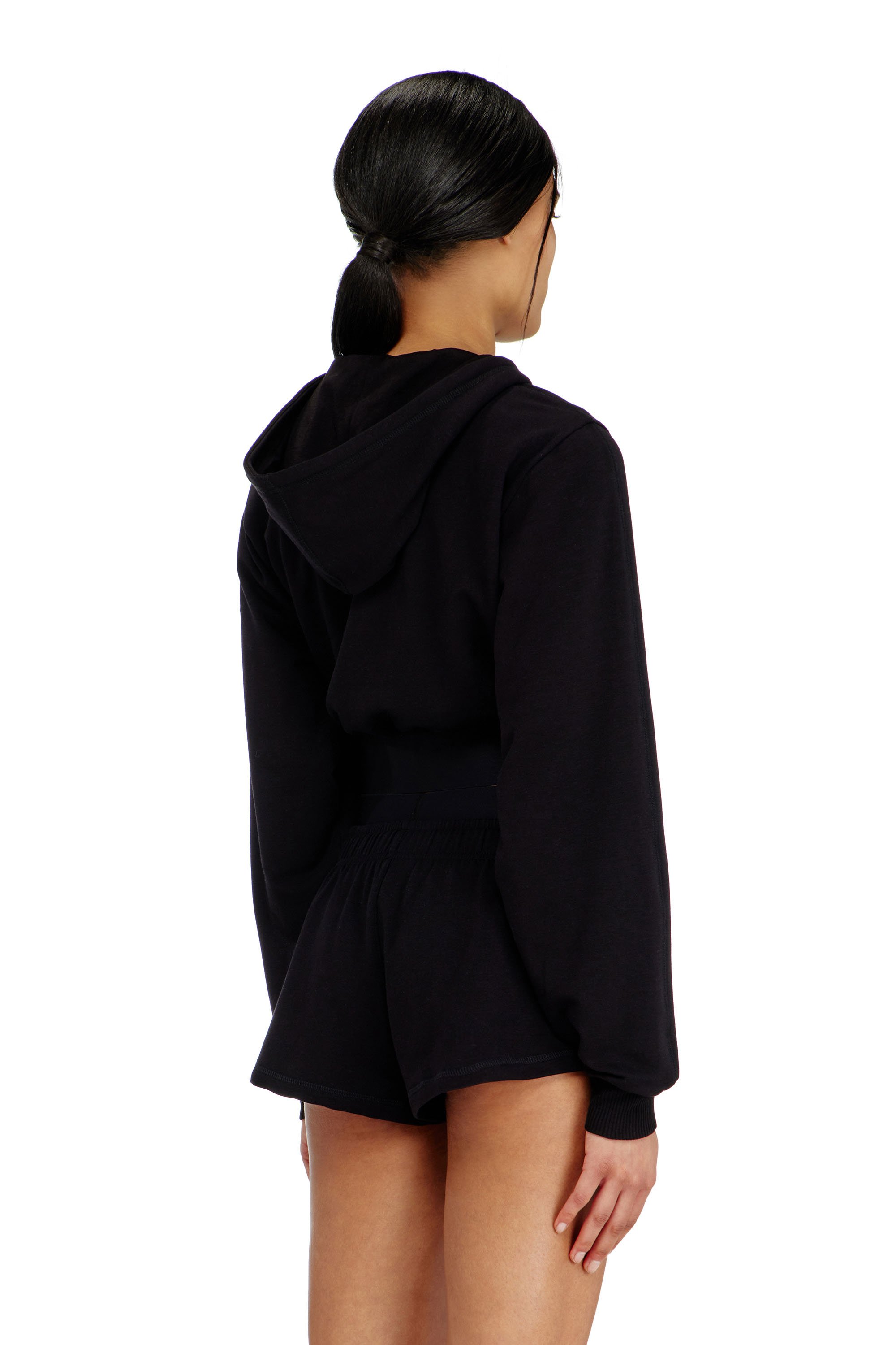 Diesel - NIKA-D-POP, Woman's Cropped hoodie with logo band in Black - 3