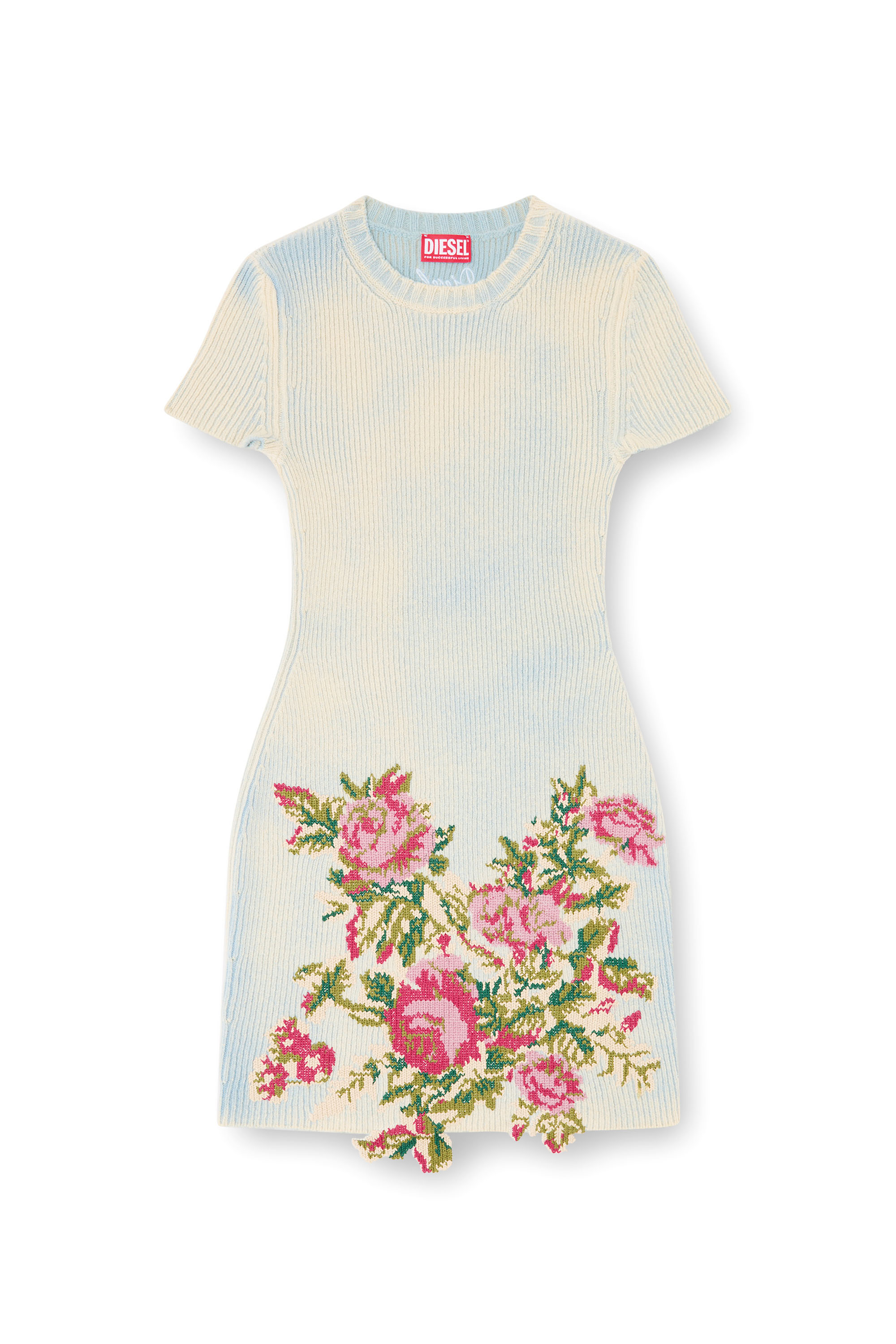 Diesel - M-RINNIE, Woman's Short dress in floral wool-blend knit in null - 3