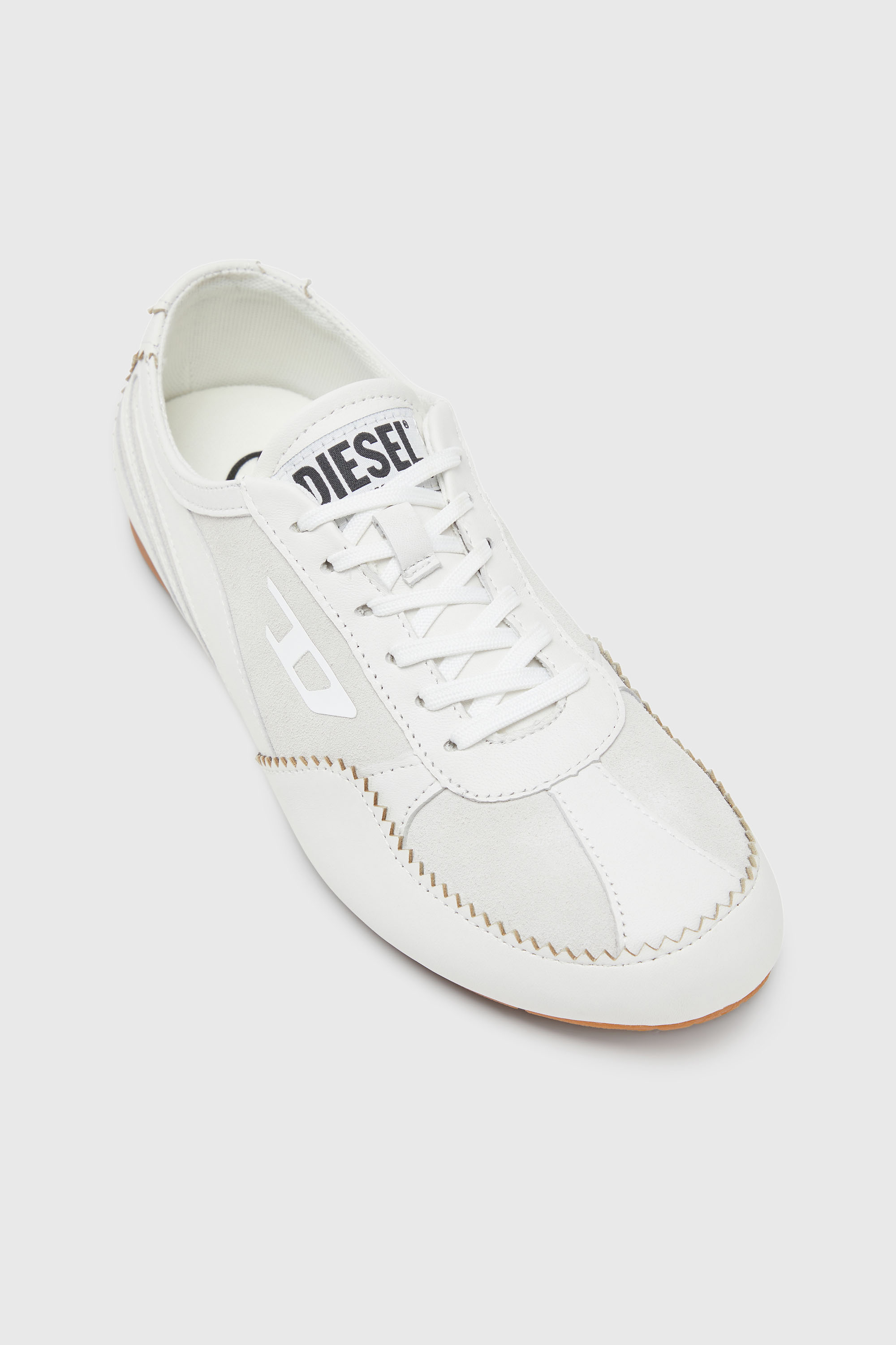 Diesel - D-MILE LOW W, Woman's D-Mile-Flat sneakers in leather and suede in White - 6