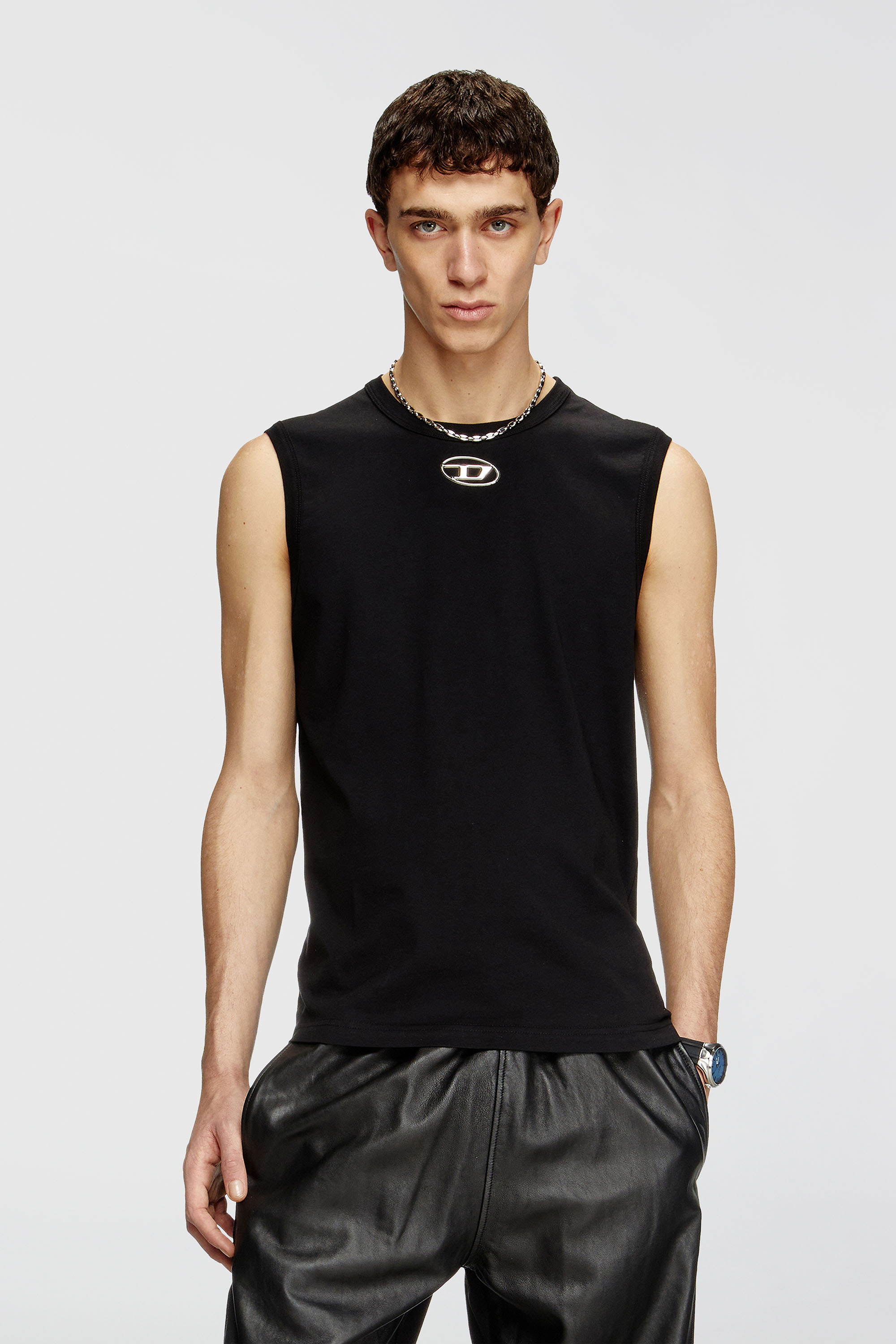 Diesel - T-BISCO-OD, Man's Tank top with metallic Oval D in Black - 3