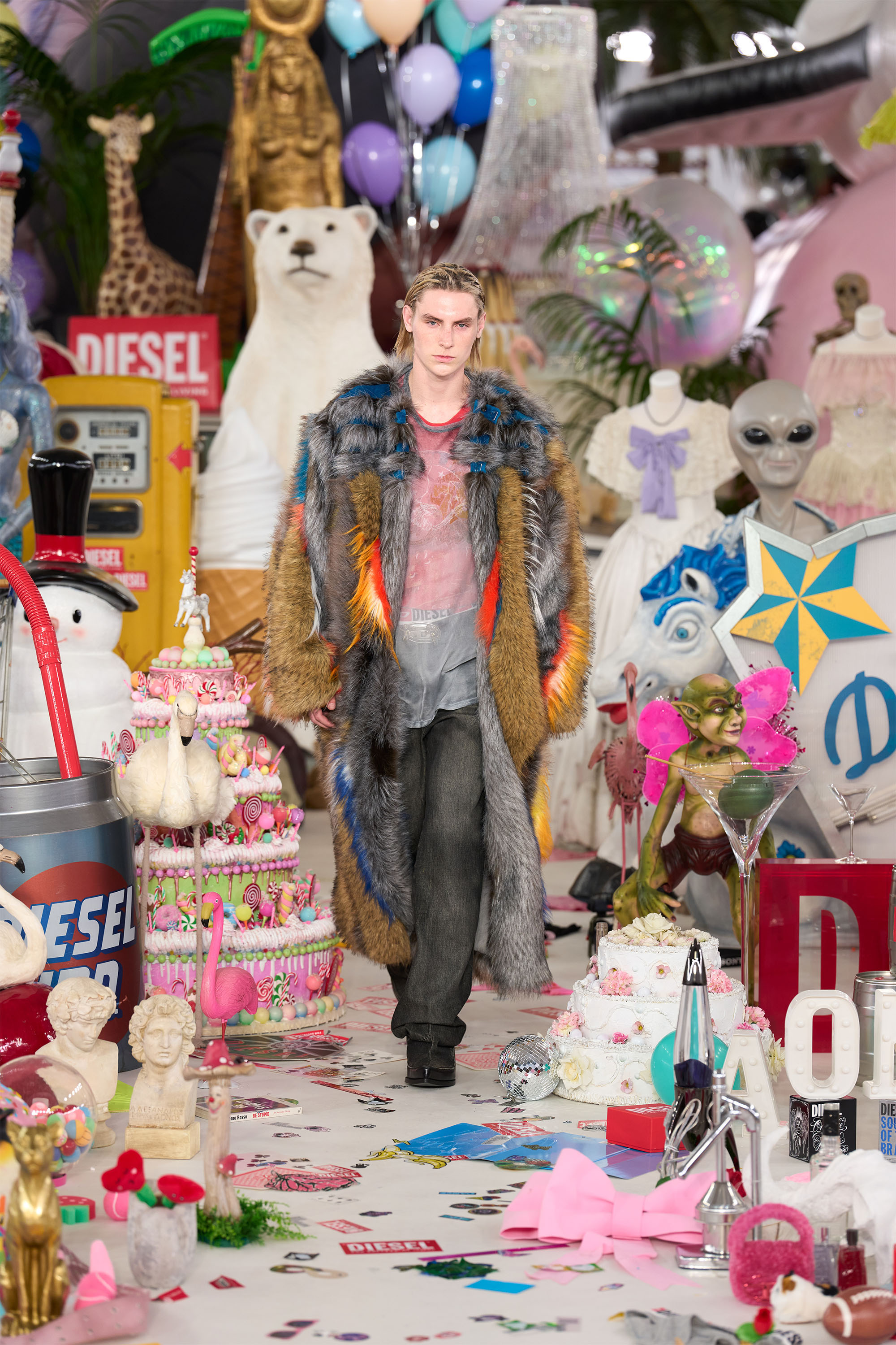 Diesel - T-GERI-LS, Man's Long-sleeve T-shirt with concert graphics in Coral Rose - 6