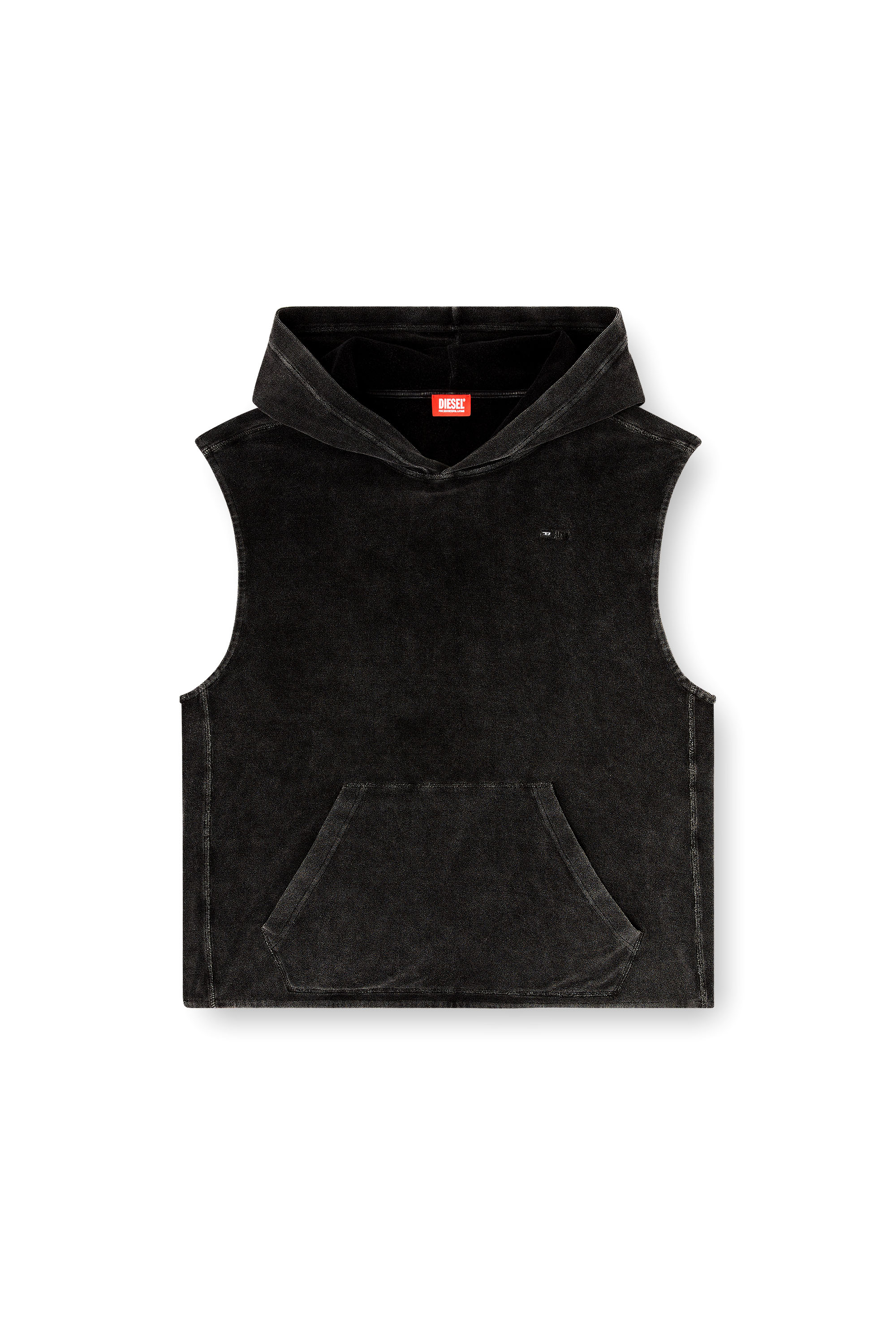 Diesel - ARUBA-DNM, Man's Sleeveless hoodie with denim effect in Black - 3