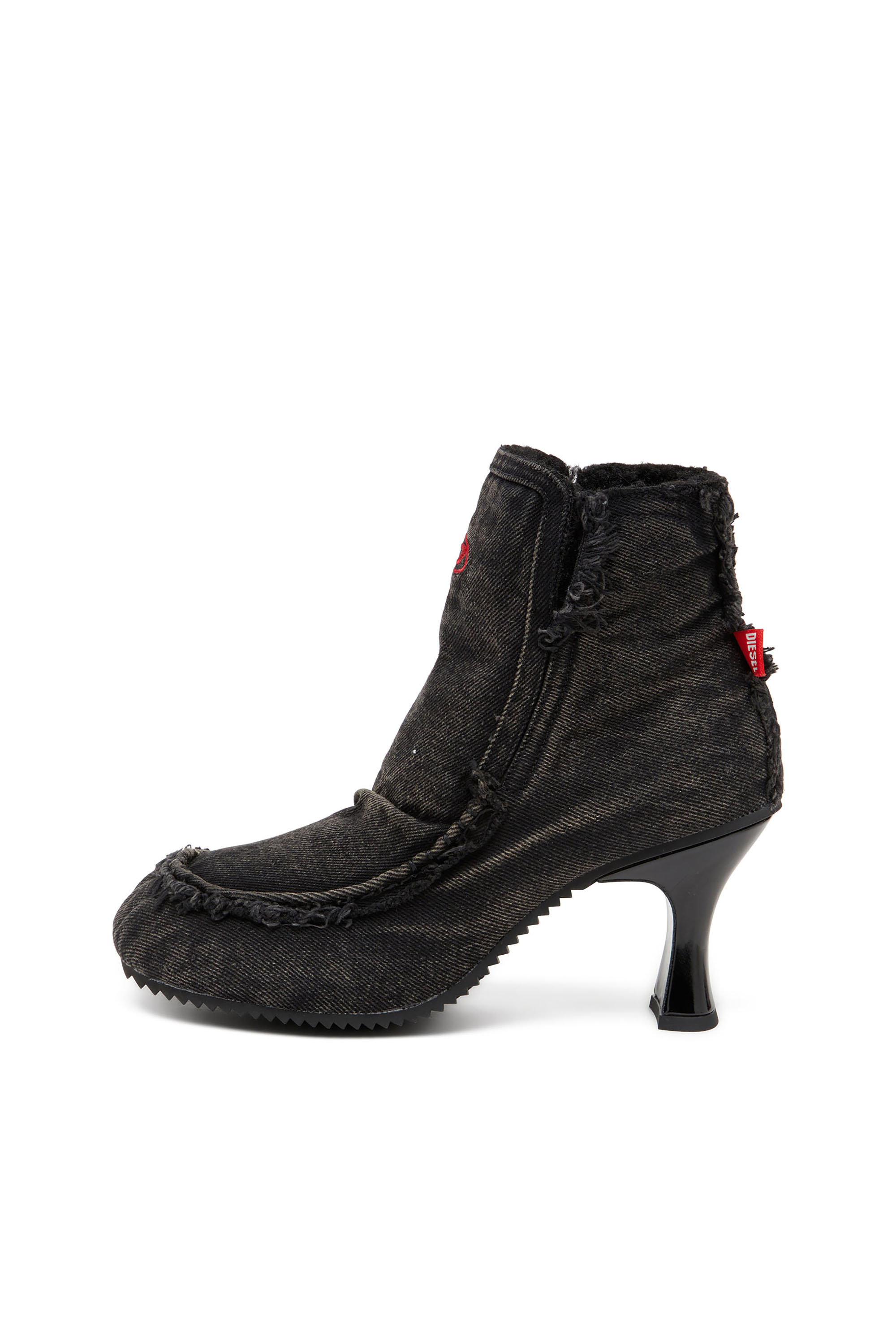 Diesel - D-WOODSTOCK HEEL AB, Woman's D-Woodstock - Denim boots with heel in Black - 8