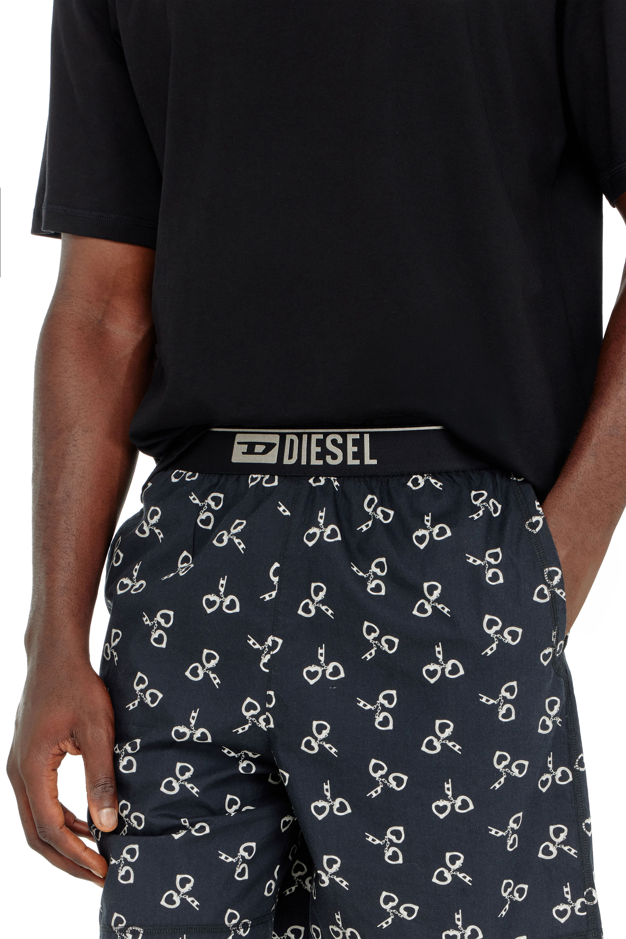 Diesel - KIT-JAMES-D-BOX, Man's Cotton pyjama set with handcuff print in Black/White - 3