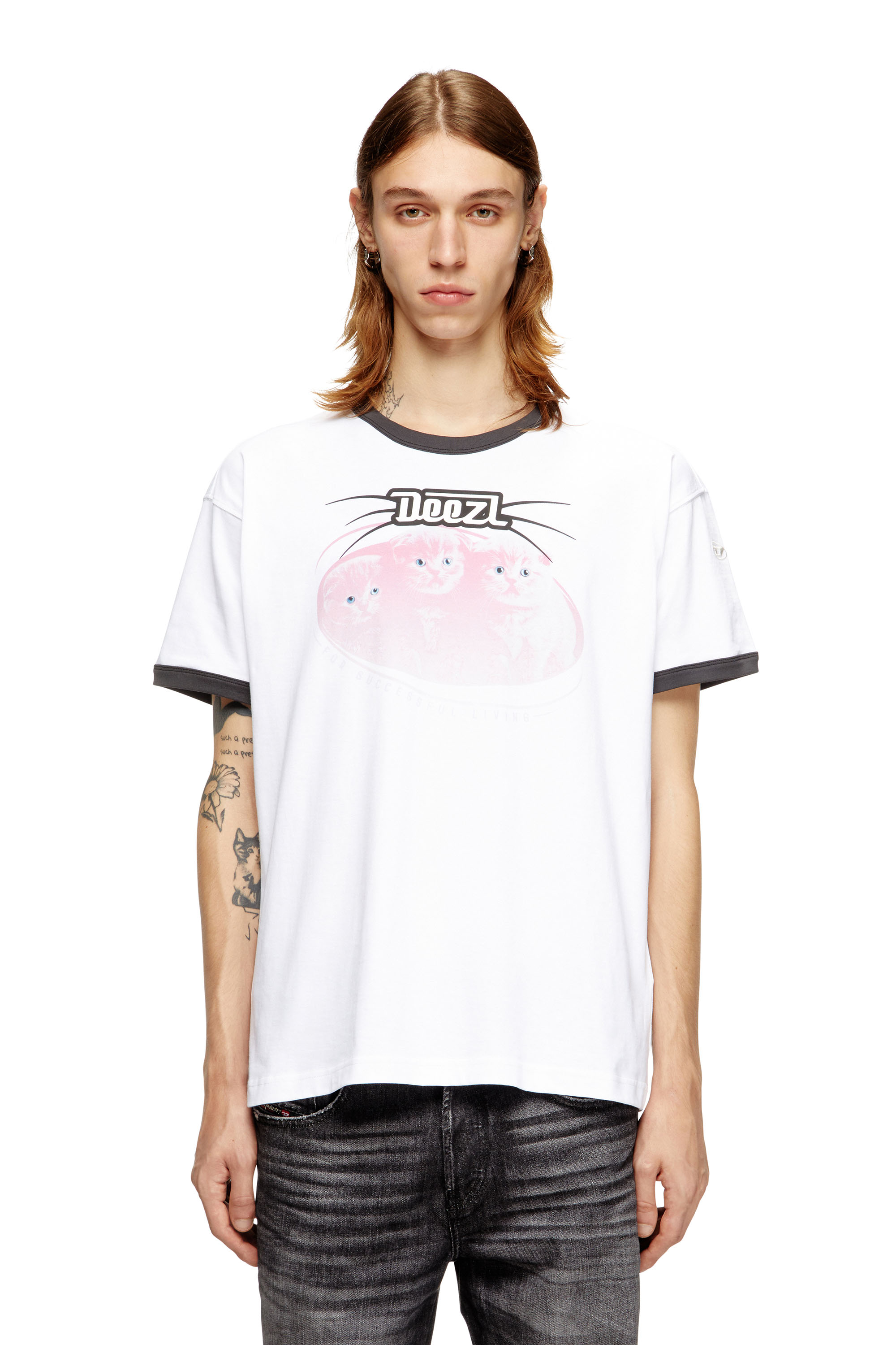 Diesel - T-NORM-CUFF, Man's Cotton t-shirt with digital print in White - 3
