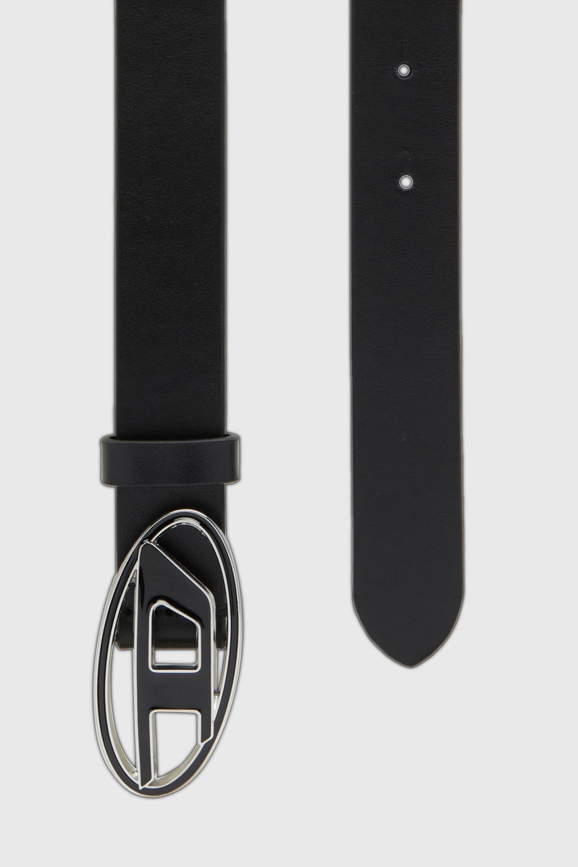 Diesel - B-1DR 25, Woman's 2.4cm leather belt with enamelled Oval D buckle in Black - 2