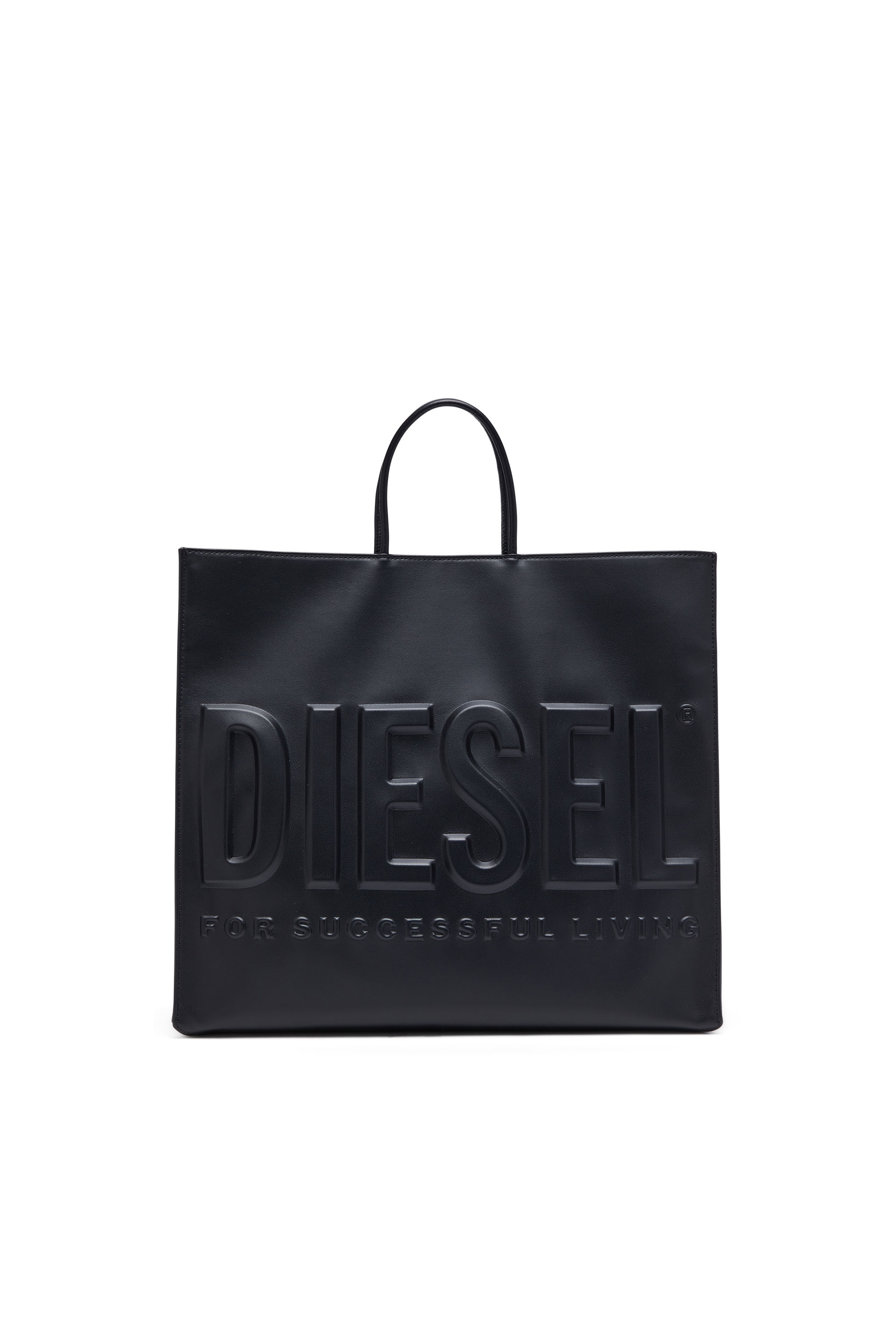 Diesel - DSL 3D TOTE EW X, Man's Dsl 3D-Recycled PU tote bag with embossed logo in Black - 1