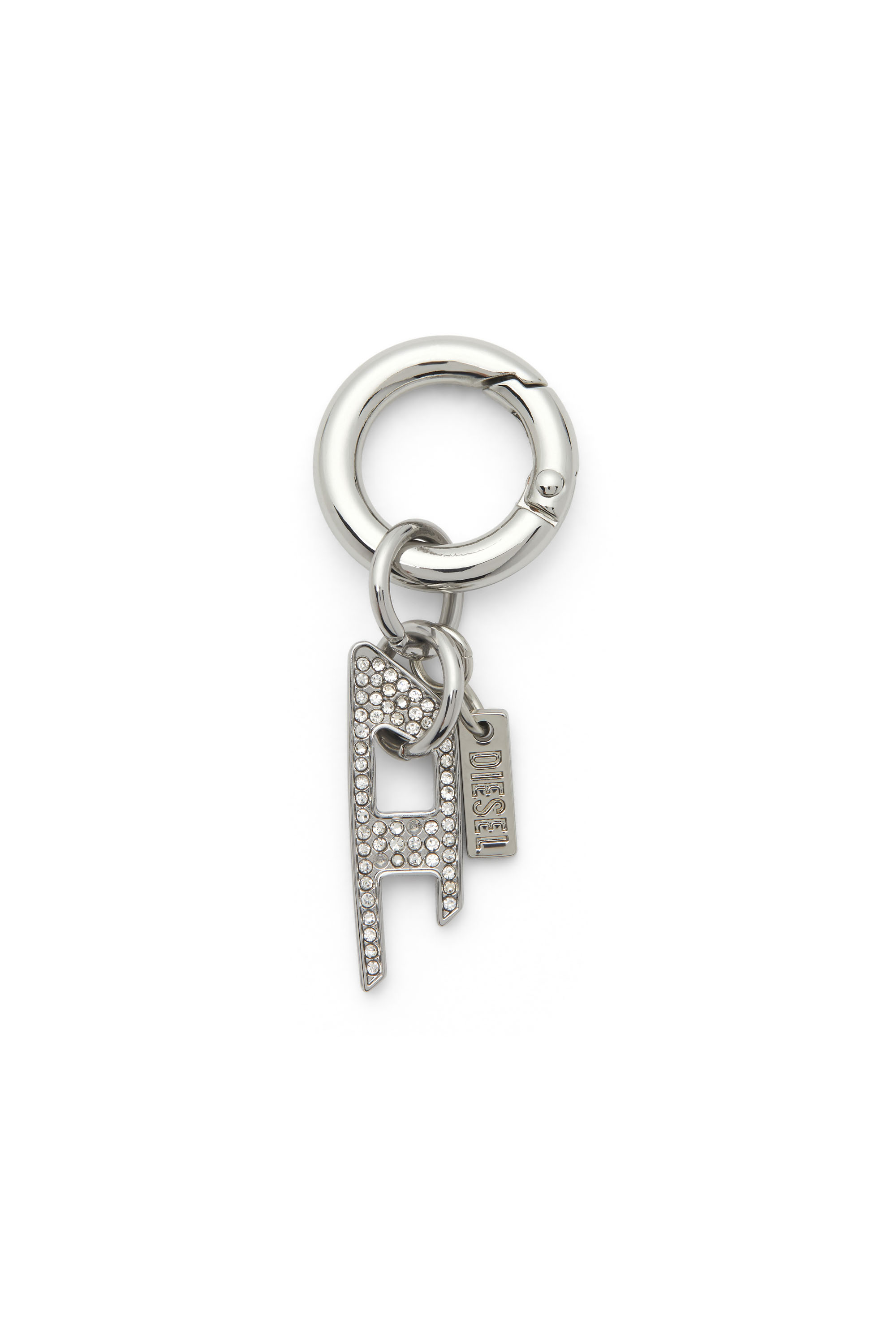 Diesel - CHARM-D, Unisex's Metal keyring with rhinestones D logo charm in Silver - 1
