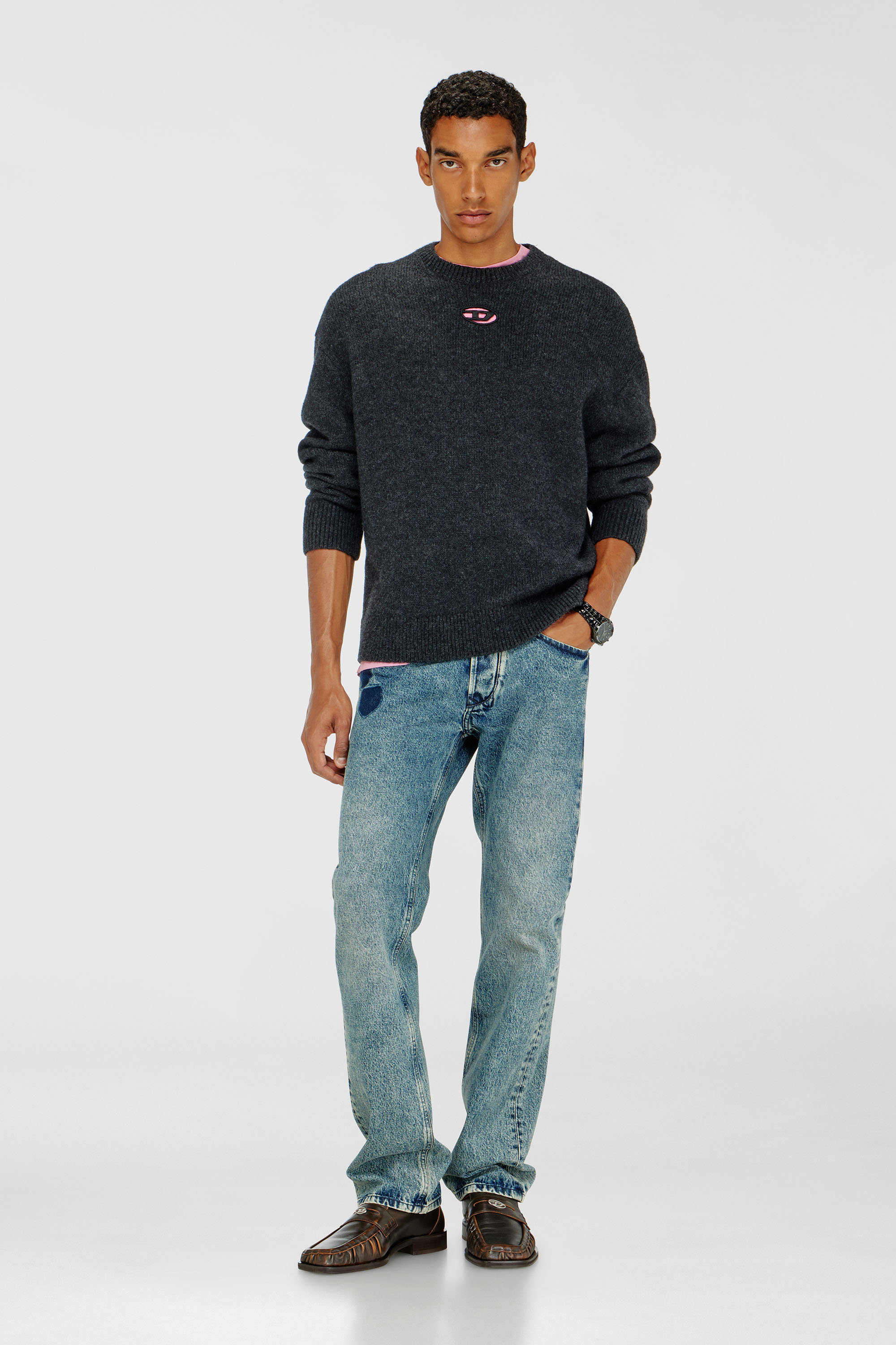 Diesel - K-AREESO, Man's Jumper in wool and alpaca blend in Black - 2