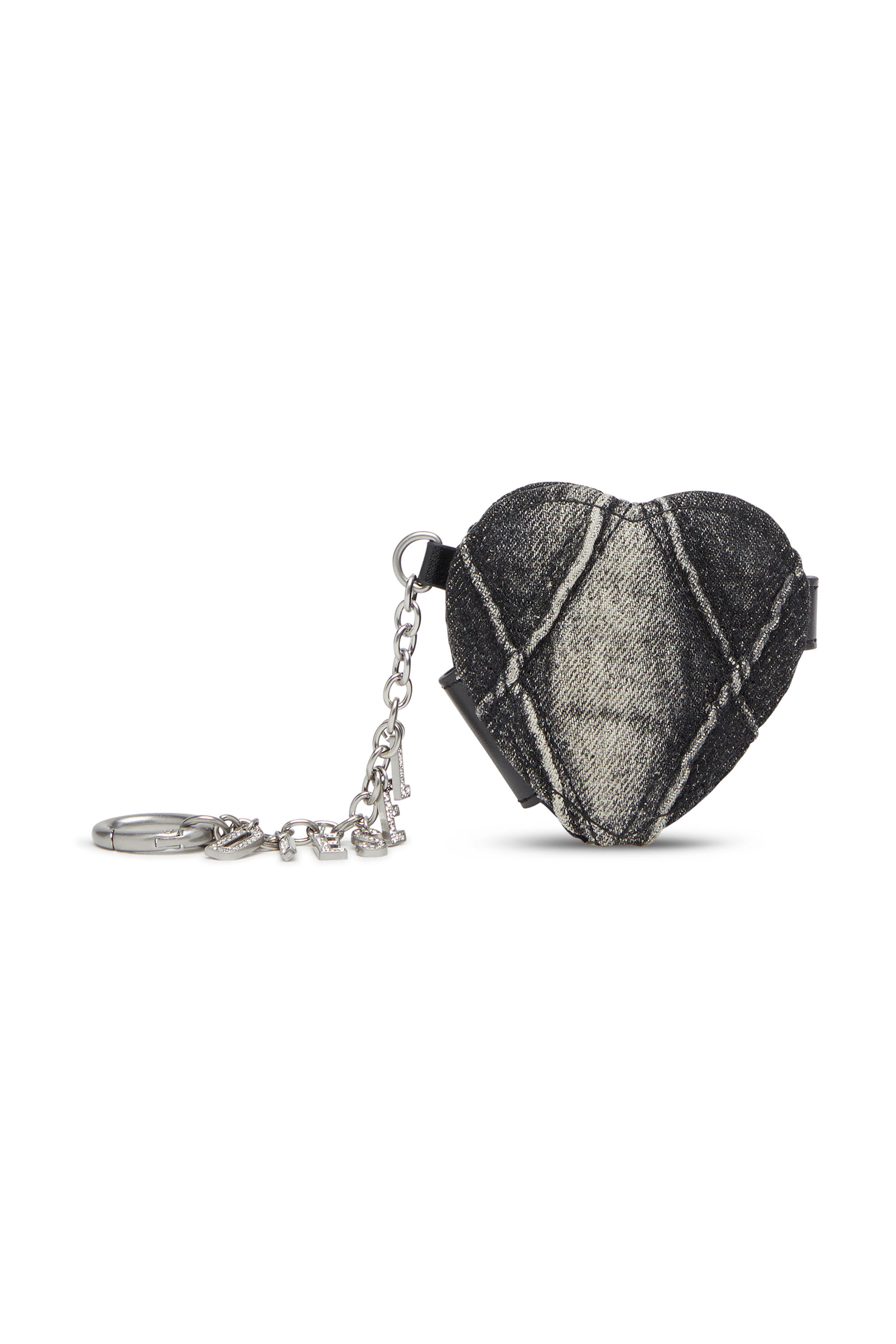 Diesel - CHARM-D MIRROR, Woman's Mirror charm in argyle quilted denim in Black - 1