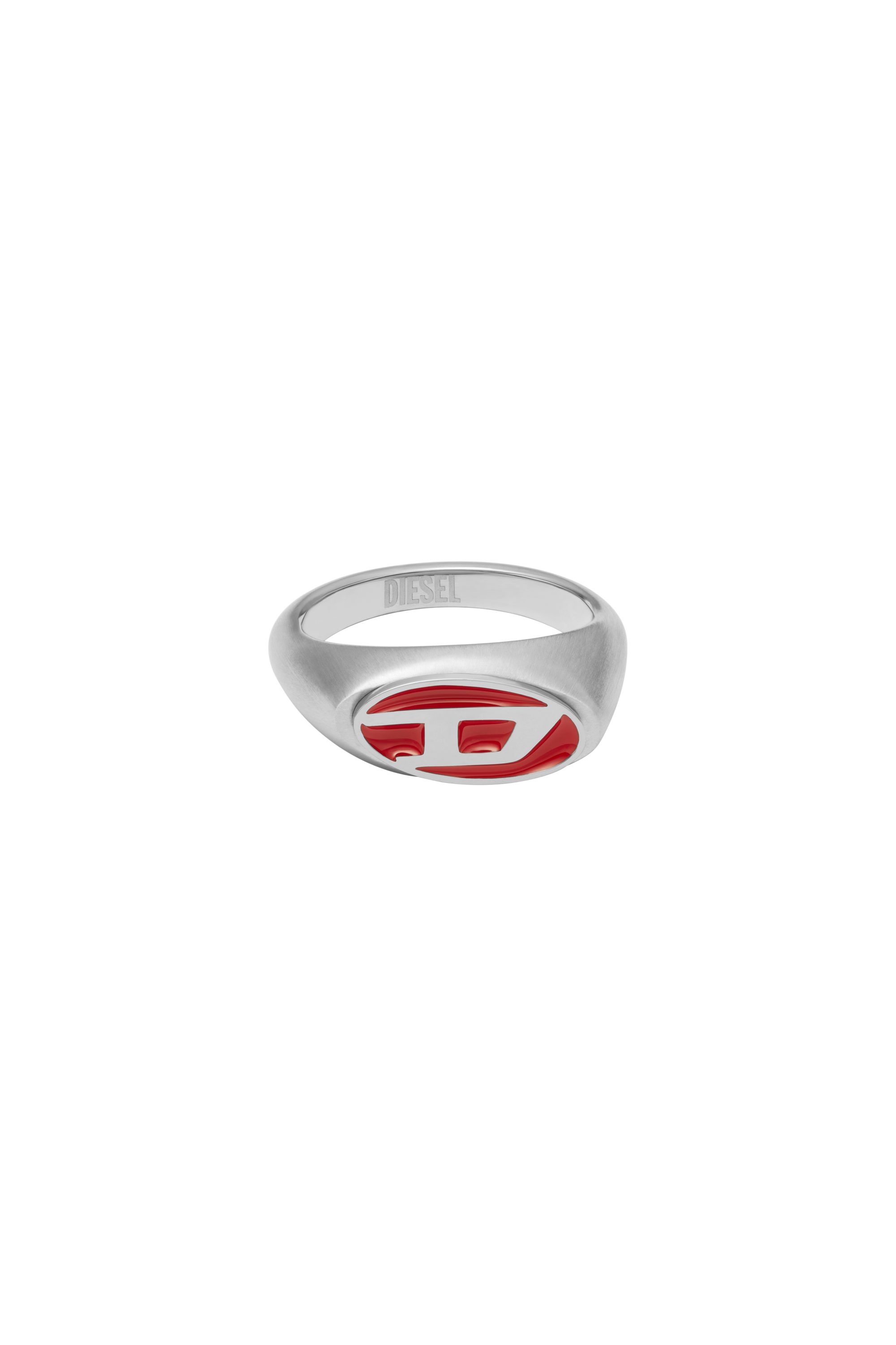 Diesel - DX1444, Unisex's Red enamel and stainless steel signet ring in Silver - 2