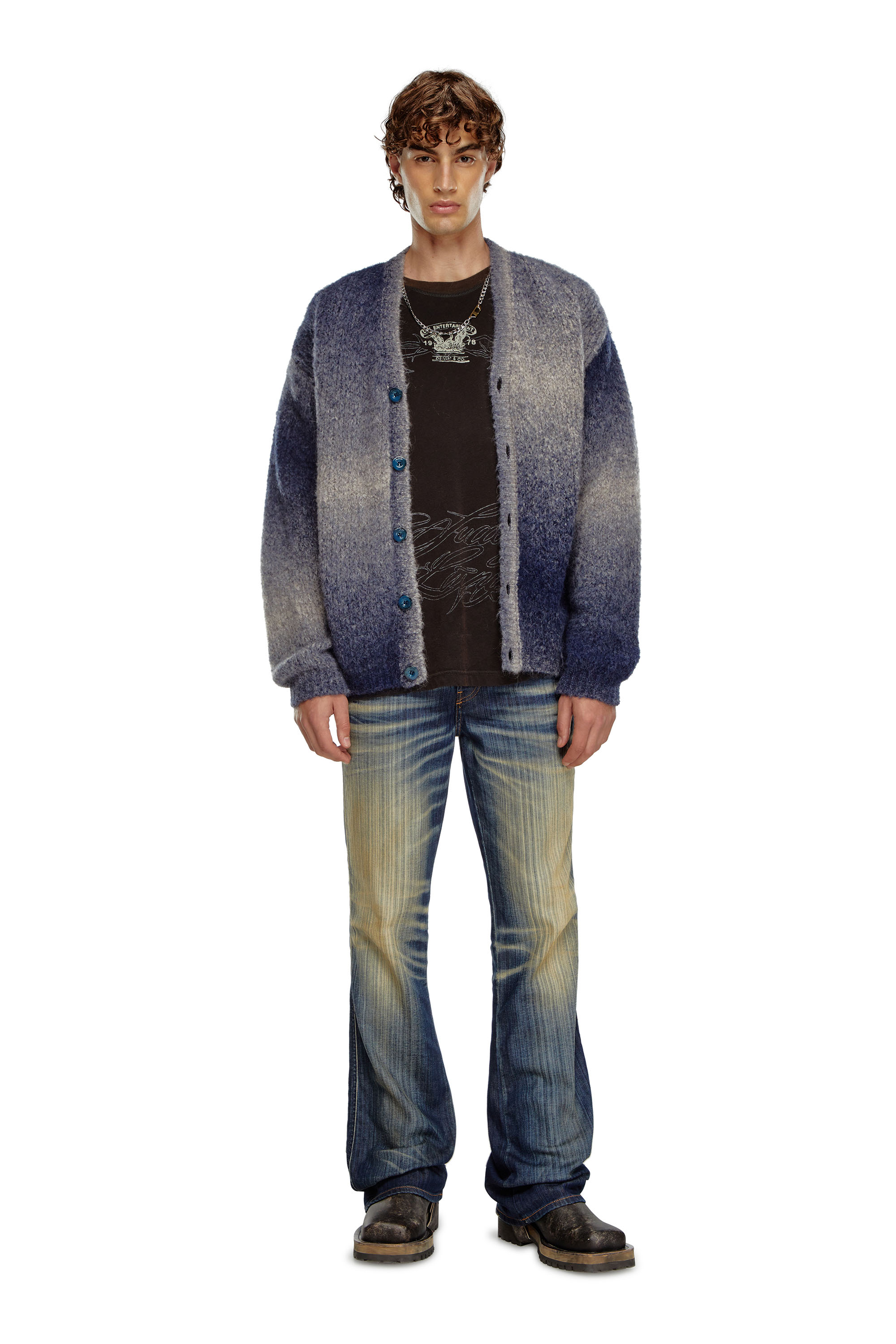 Diesel - K-RAMARRO, Man's Dégradé cardigan in alpaca blend in Blue - 2