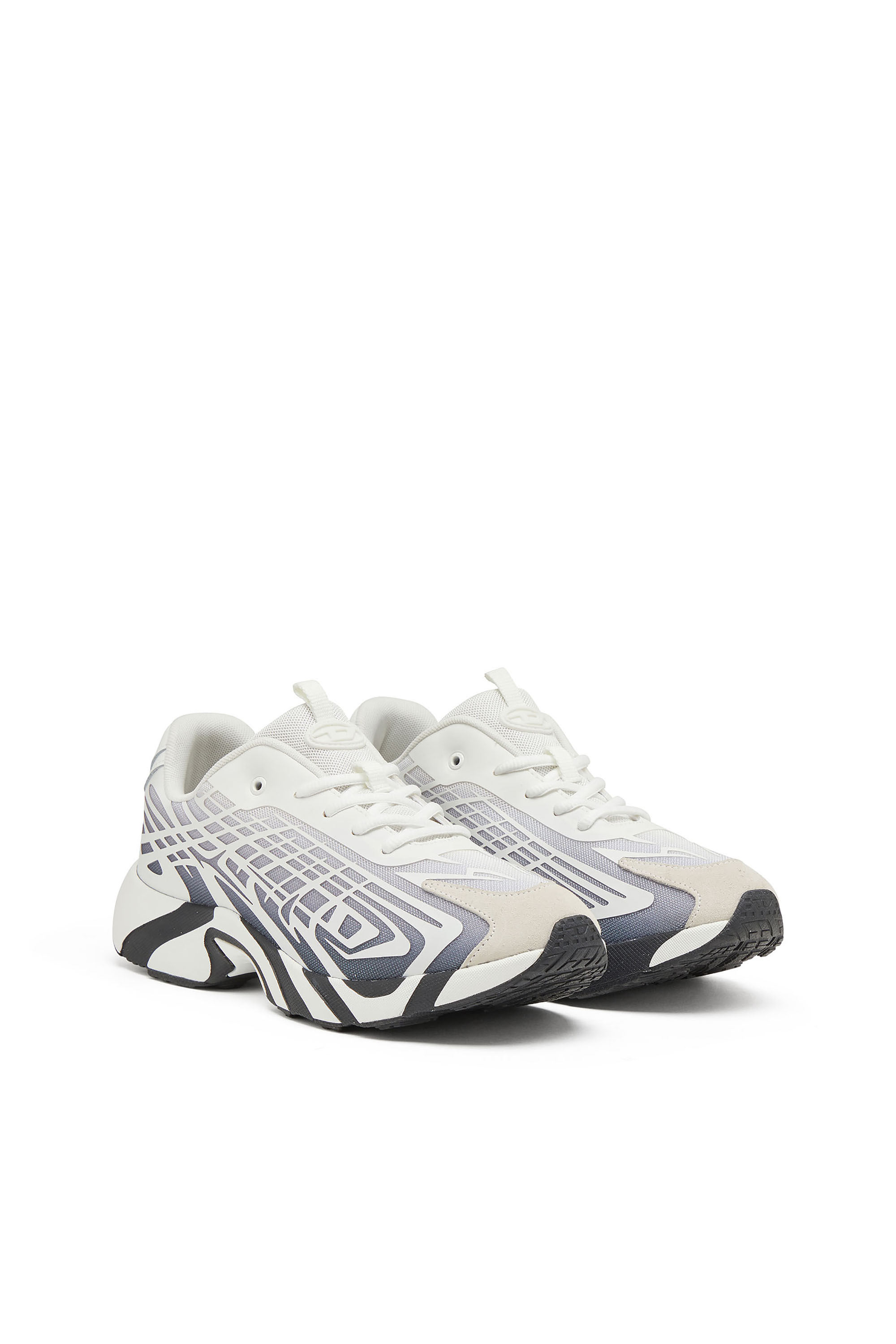 Diesel - S-D-VIT'S 500 LOW, Man's D-Vit-Sneakers in striped dégradé mesh in White/Grey - 3